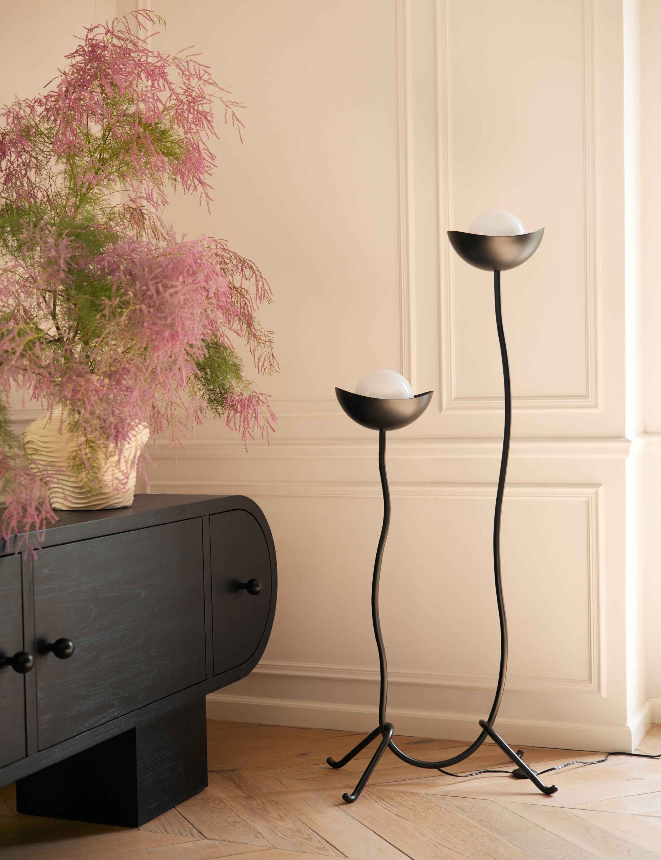 Kalea Floor Lamp | U-Shape Base, Opal Glass Orbs