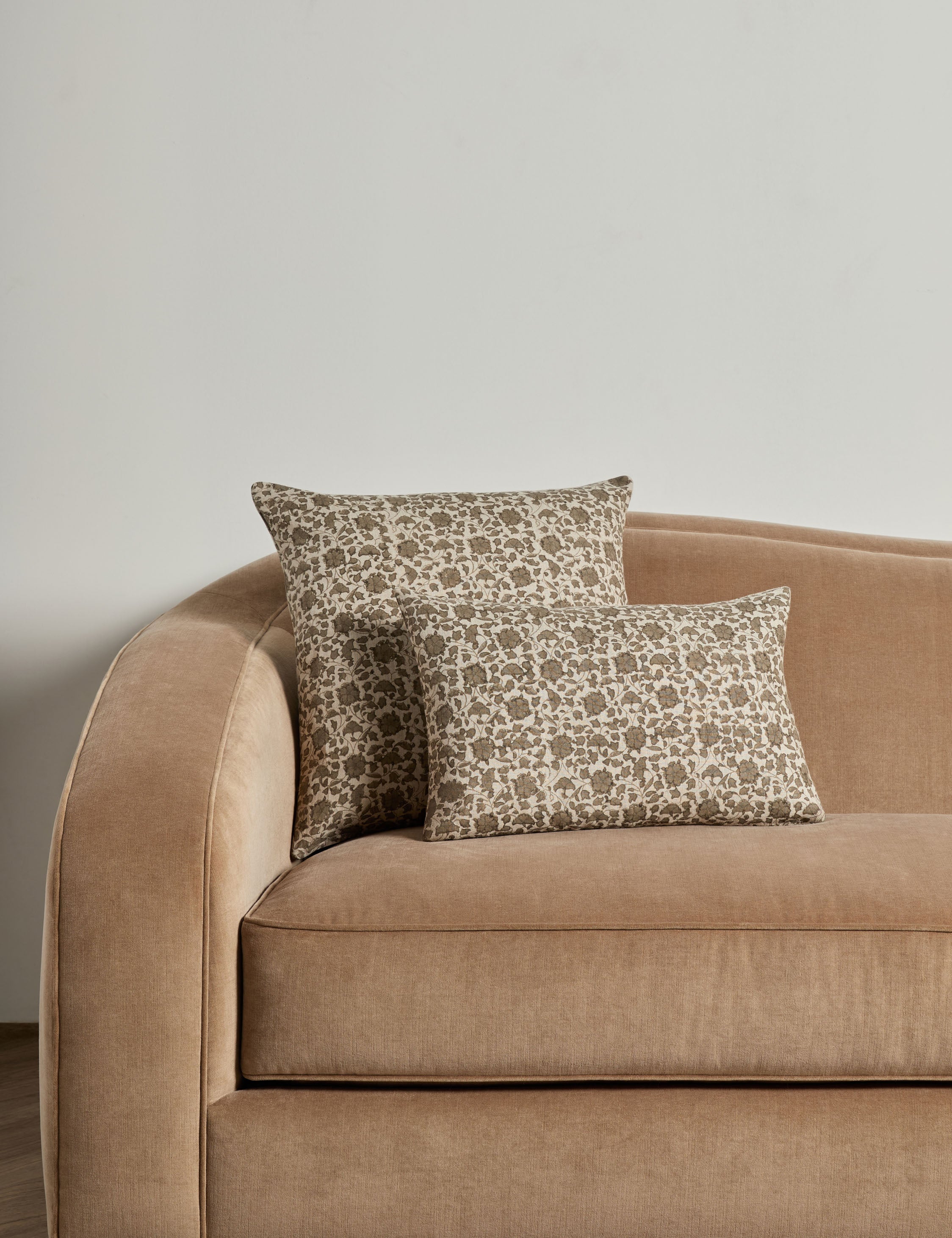 Liora Linen Pillow | Handmade Block Print, Floral Motif
