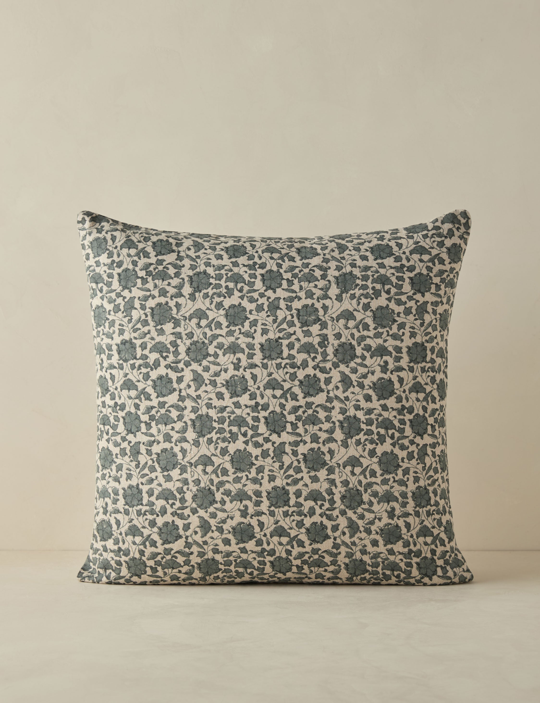 Liora Linen Pillow | Handmade Block Print, Floral Motif