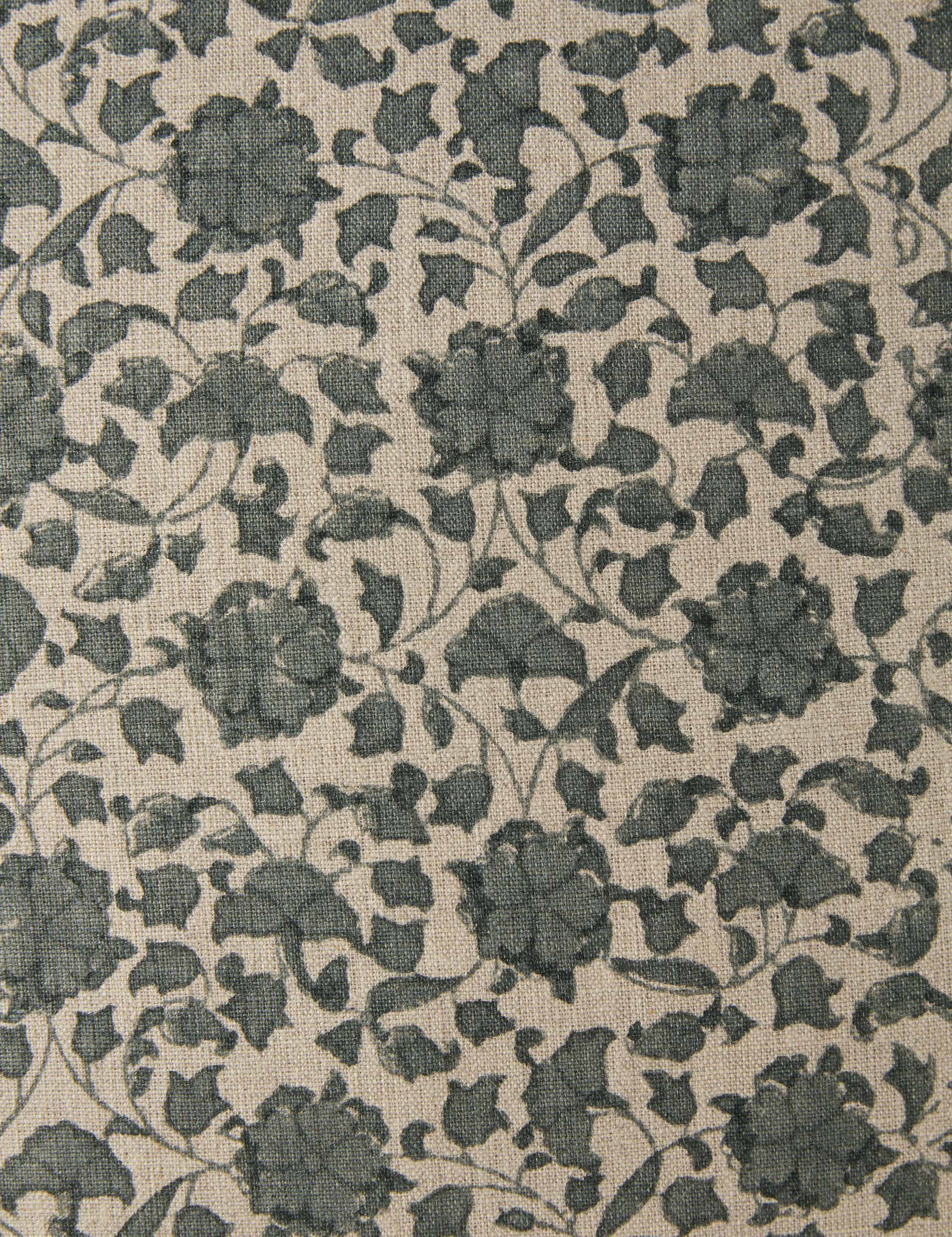 Liora Linen Pillow | Handmade Block Print, Floral Motif