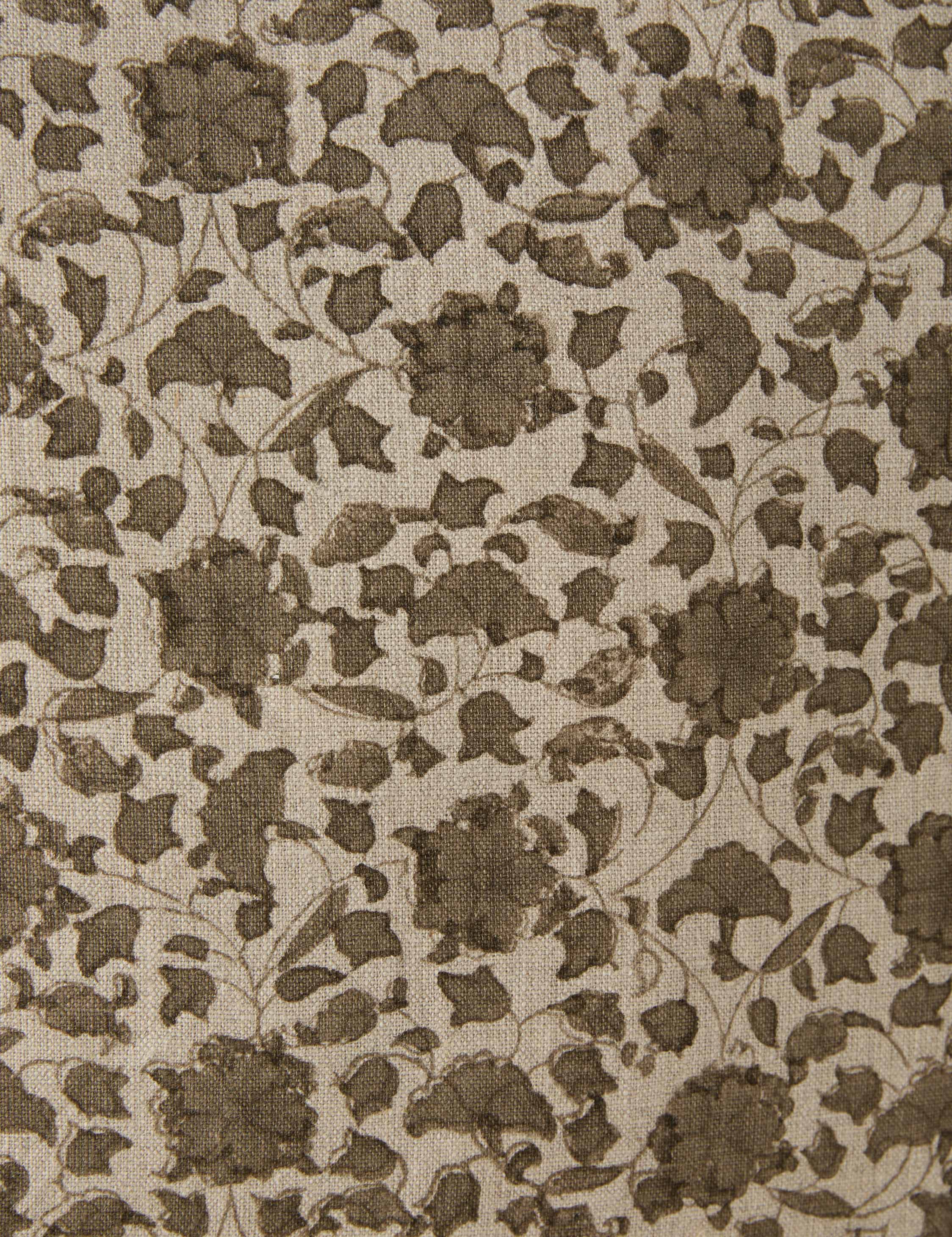 Liora Linen Pillow | Handmade Block Print, Floral Motif