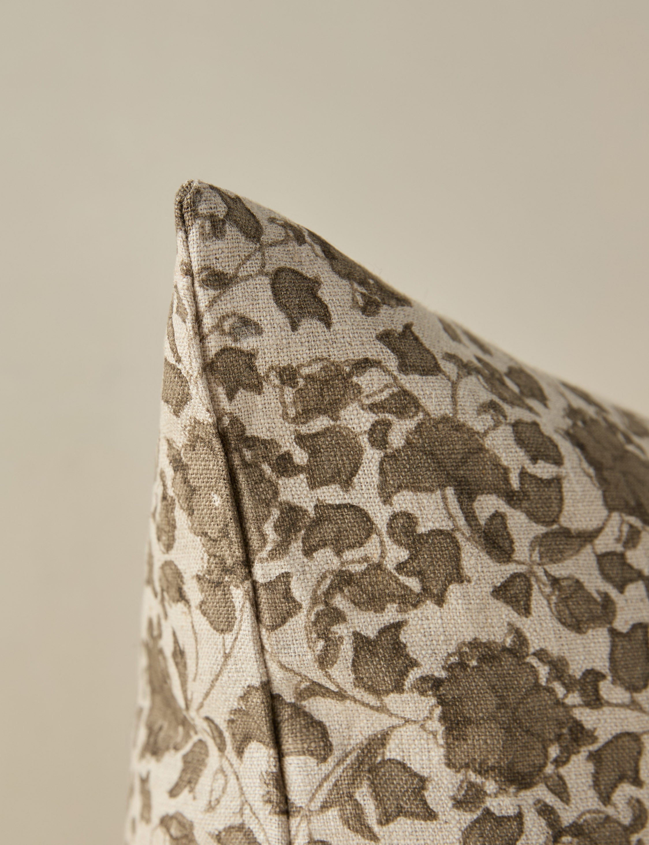 Liora Linen Pillow | Handmade Block Print, Floral Motif