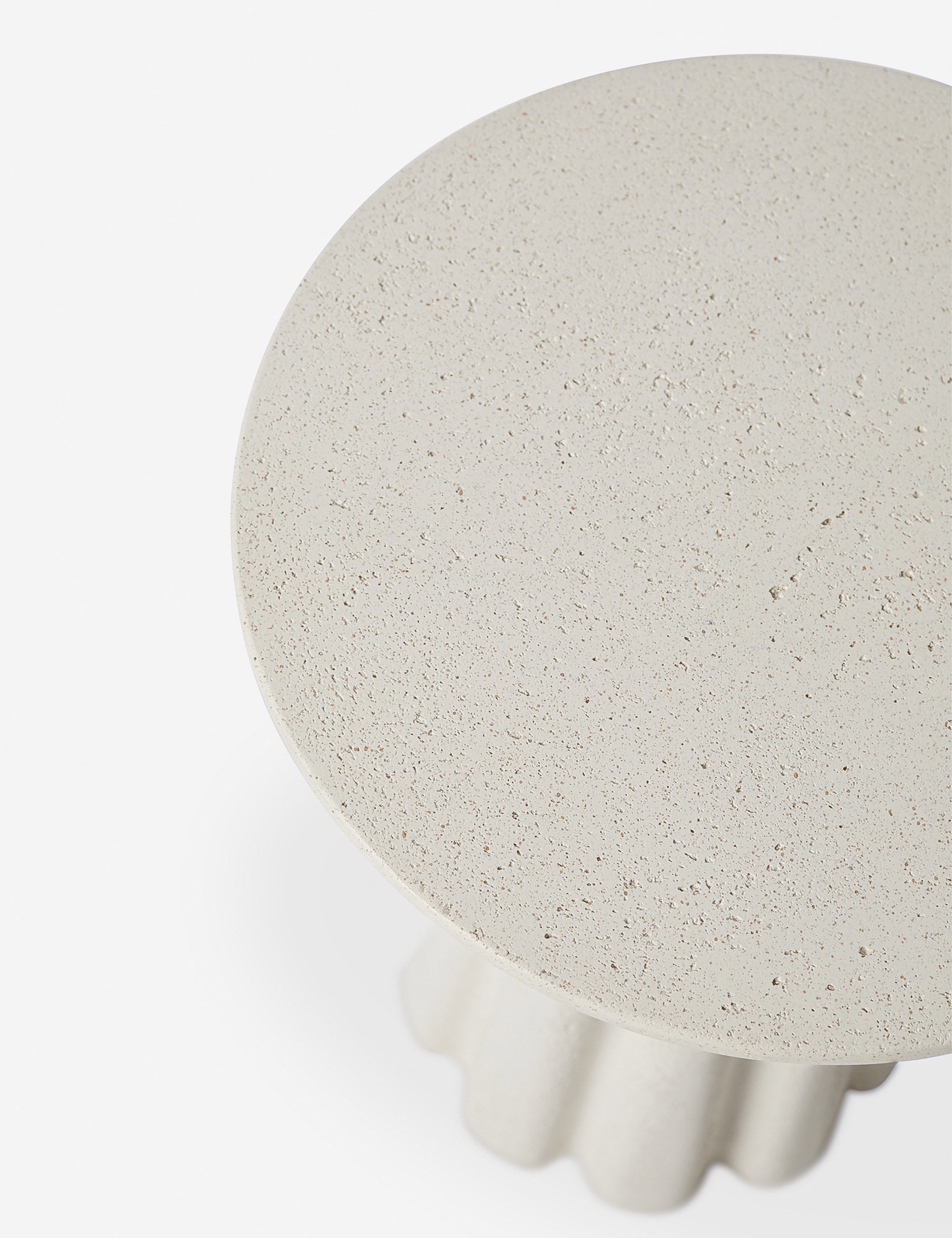 Luna Round Side Table | Durable Concrete, Fluted Base