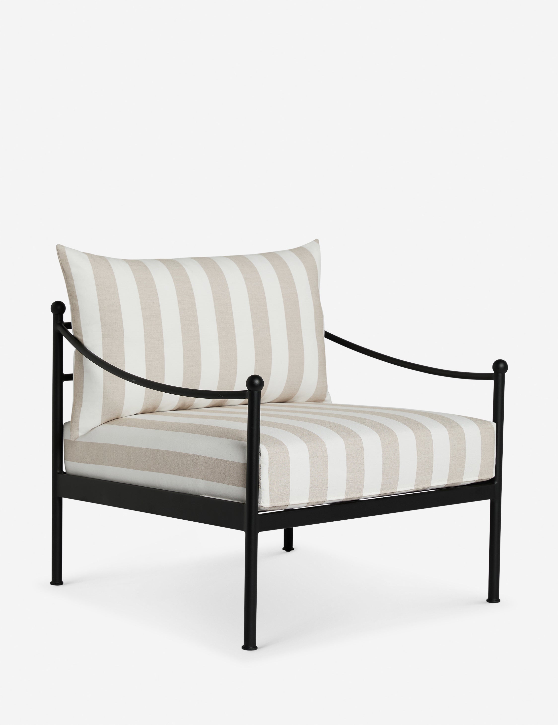 Lira Outdoor Accent Chair | Black Metal Frame, Chic Cushions