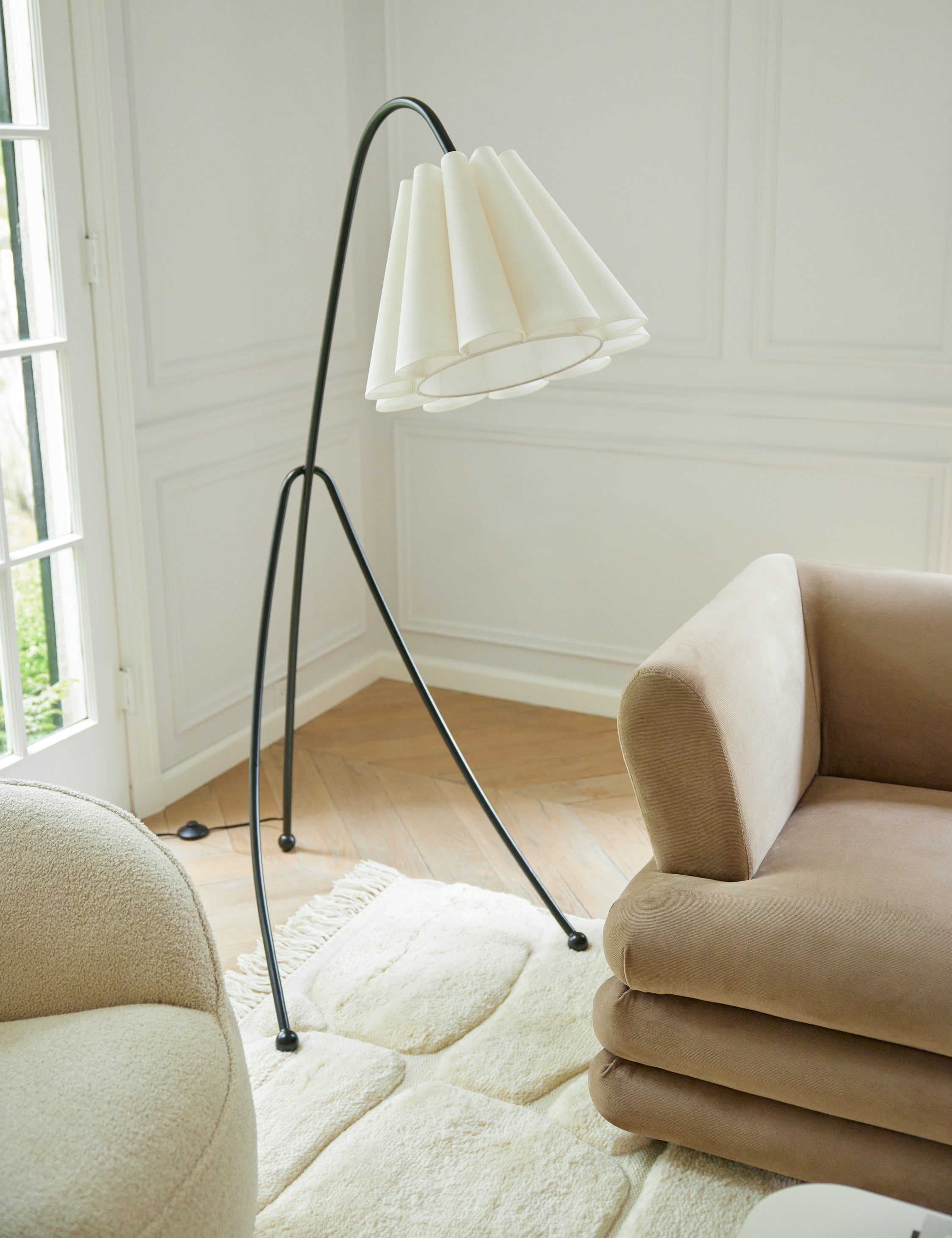 Ava Floor Lamp | Fluted Fabric Shade, Modern Design