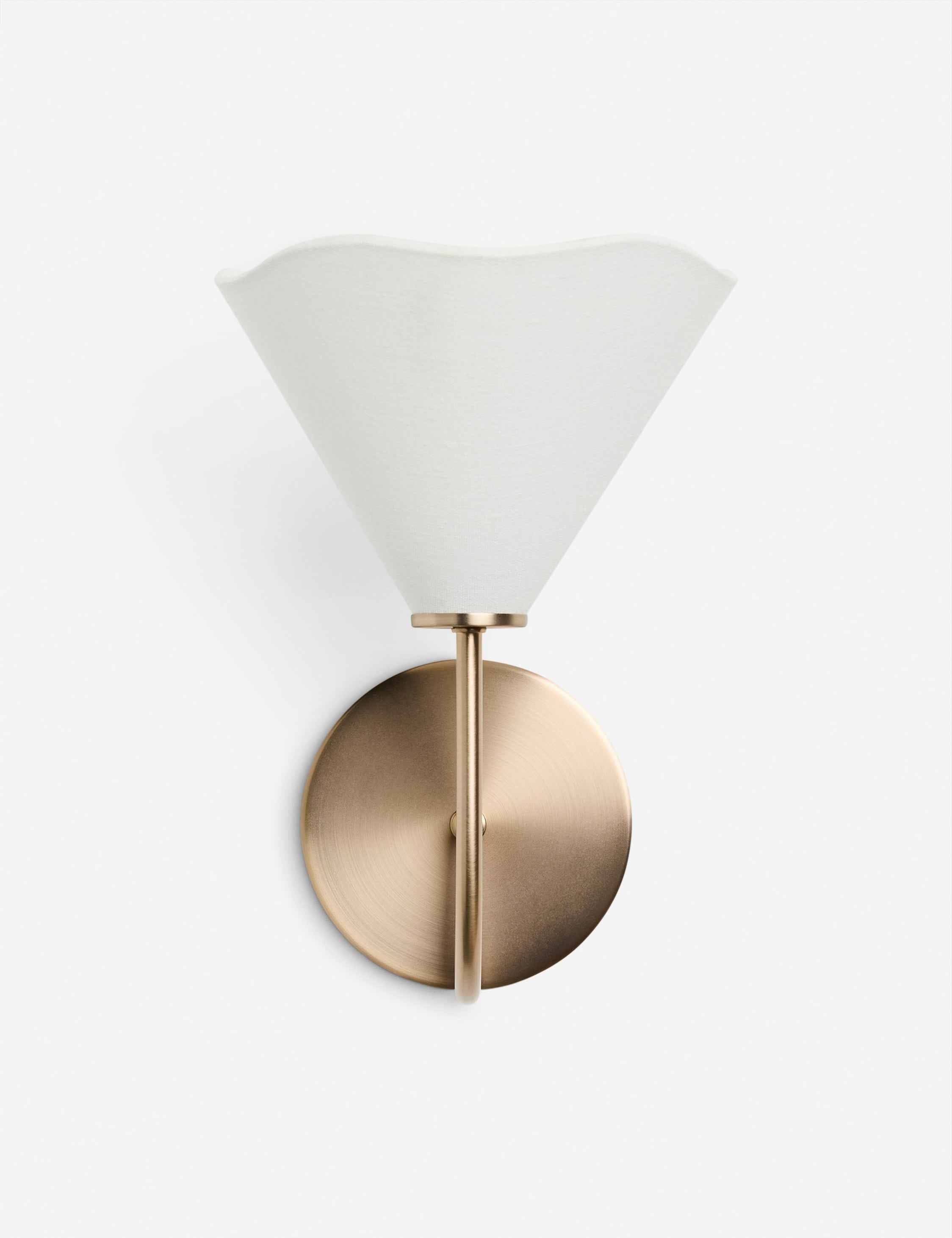 Luna Sconce | Brass Finish, Linen Shade