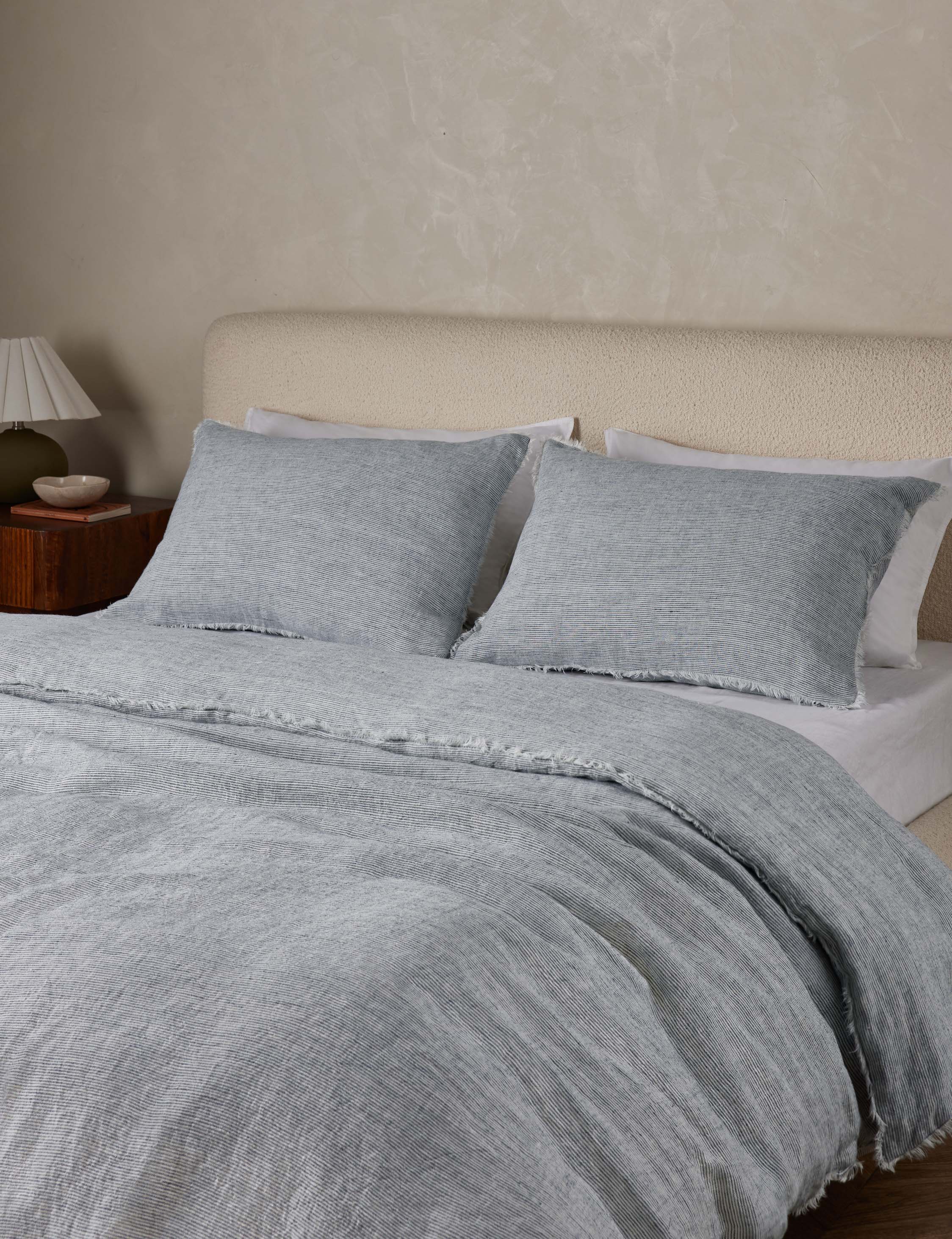 Luna Linen Sham | Heathered Texture, Shell Button Closures
