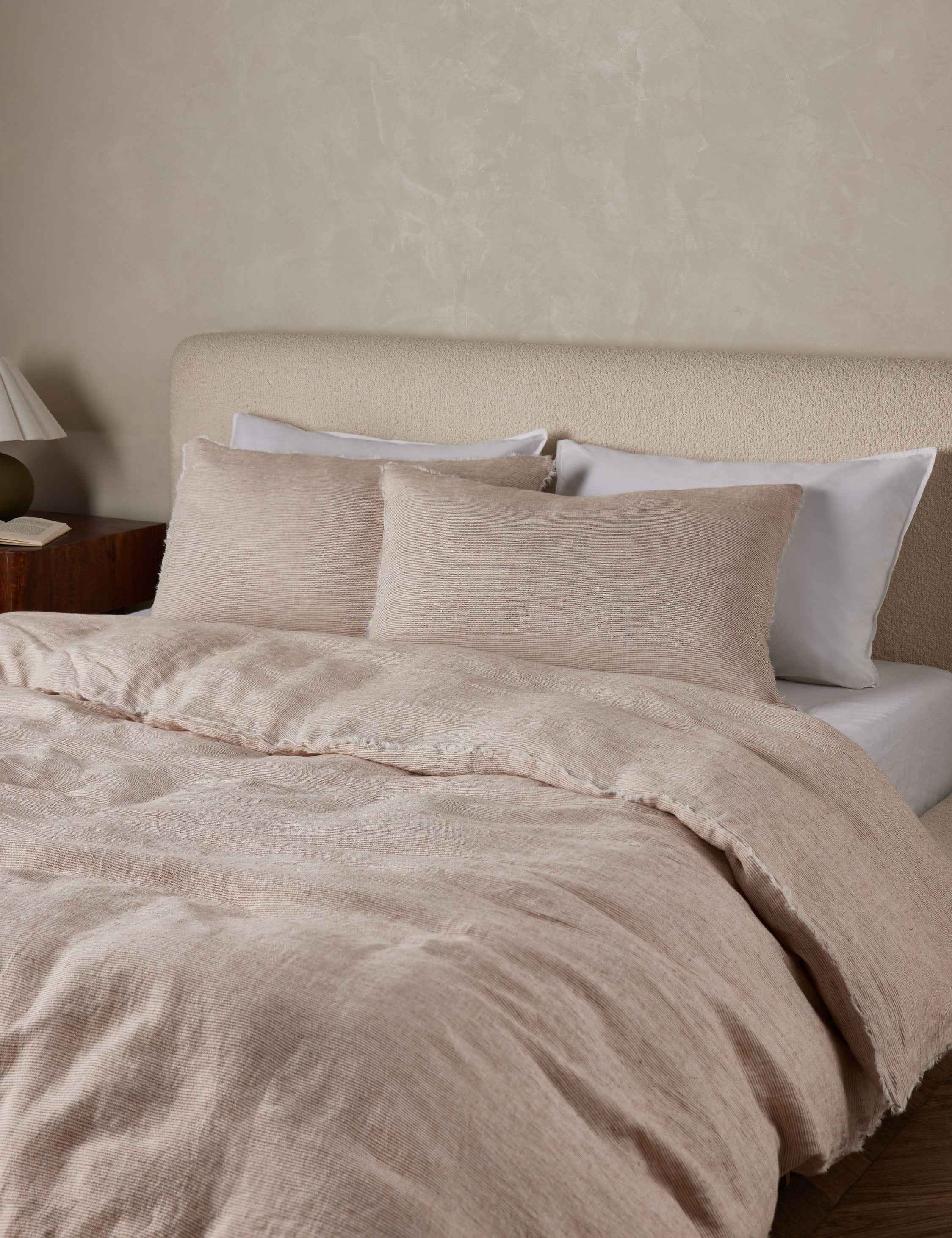 Luna Linen Sham | Heathered Texture, Shell Button Closures