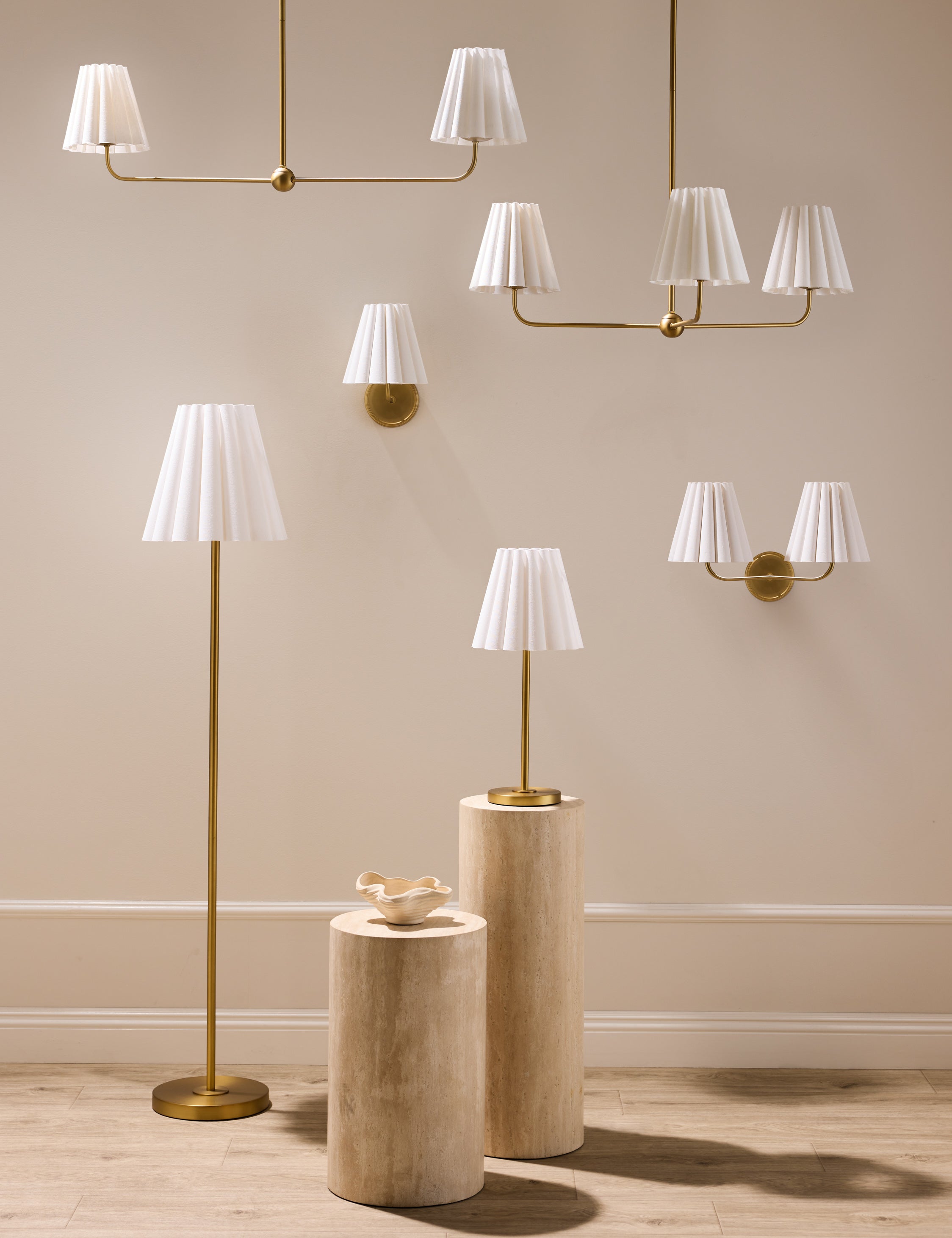 Mira Double Sconce | Modern Ruffled Shade, Transitional Decor
