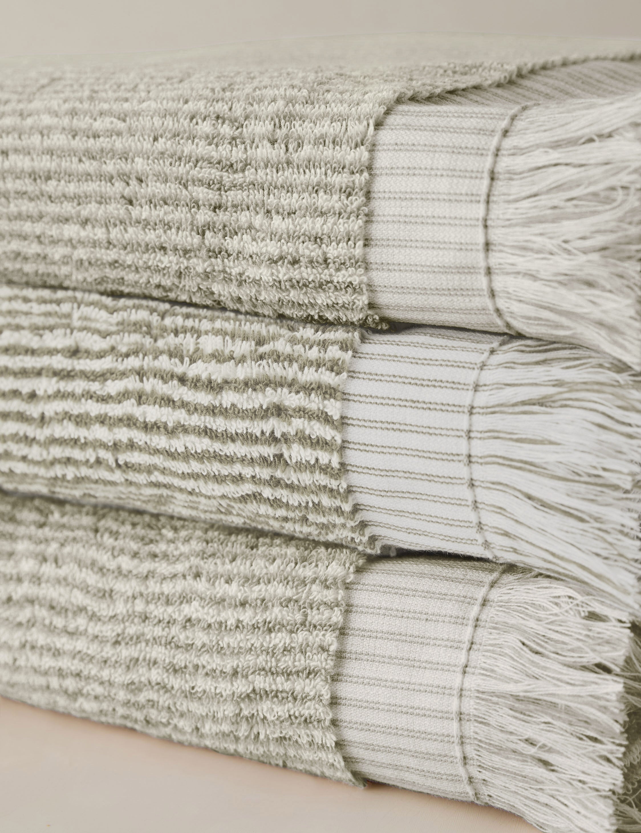 Luna Organic Cotton Towel | Striped Design, Thick Fringe