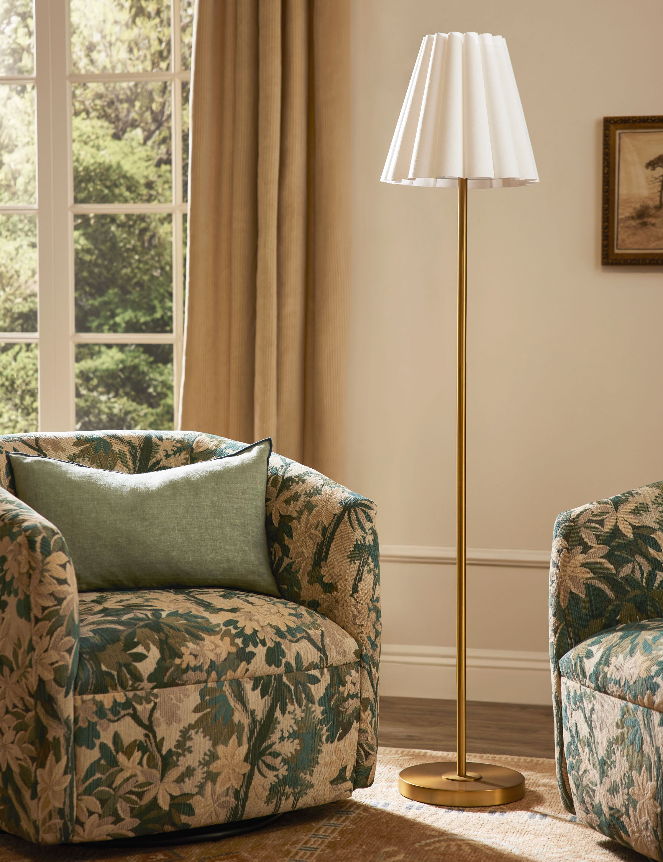 Mira Floor Lamp | Ruffled Shade, Chic Silhouette