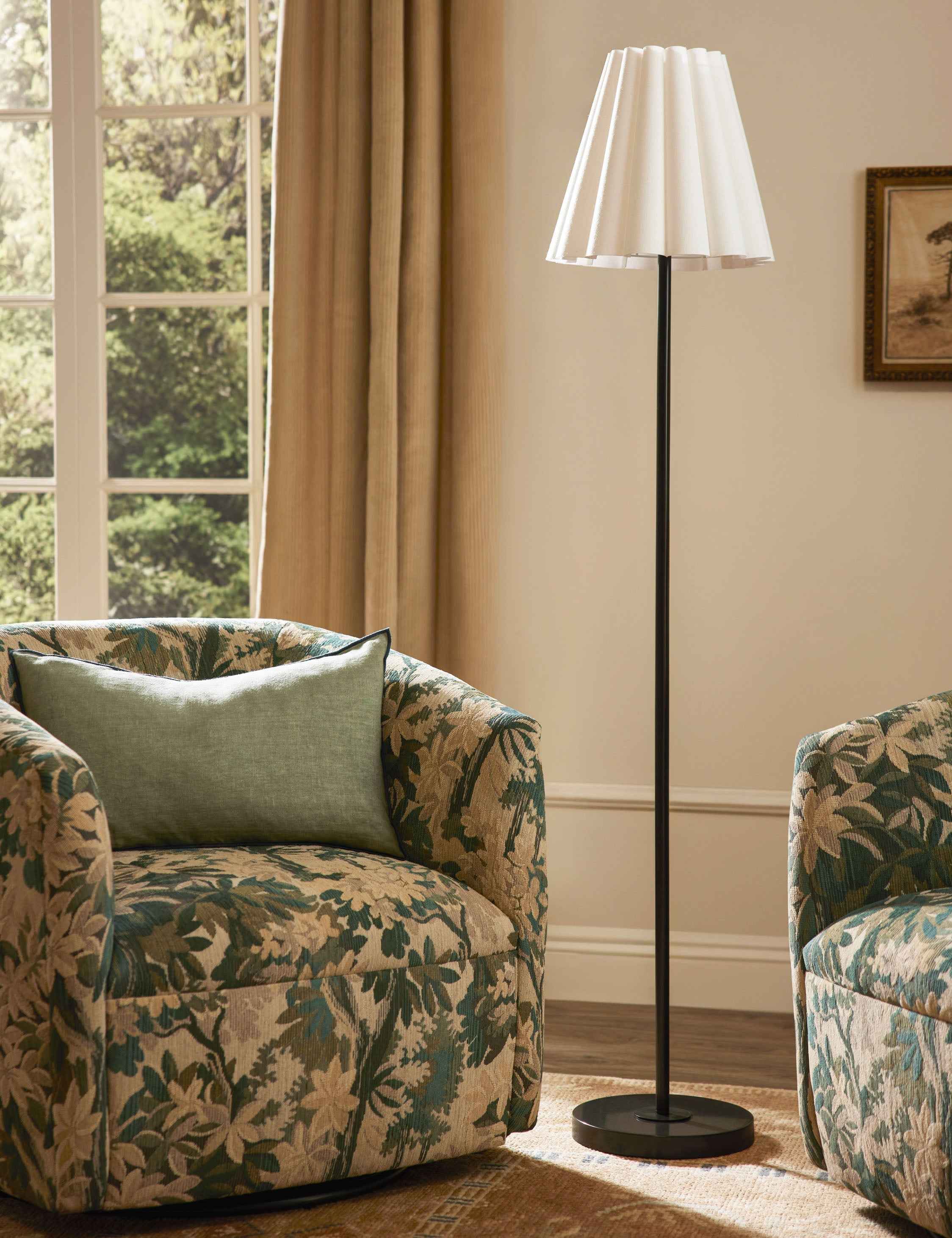 Mira Floor Lamp | Ruffled Shade, Chic Silhouette