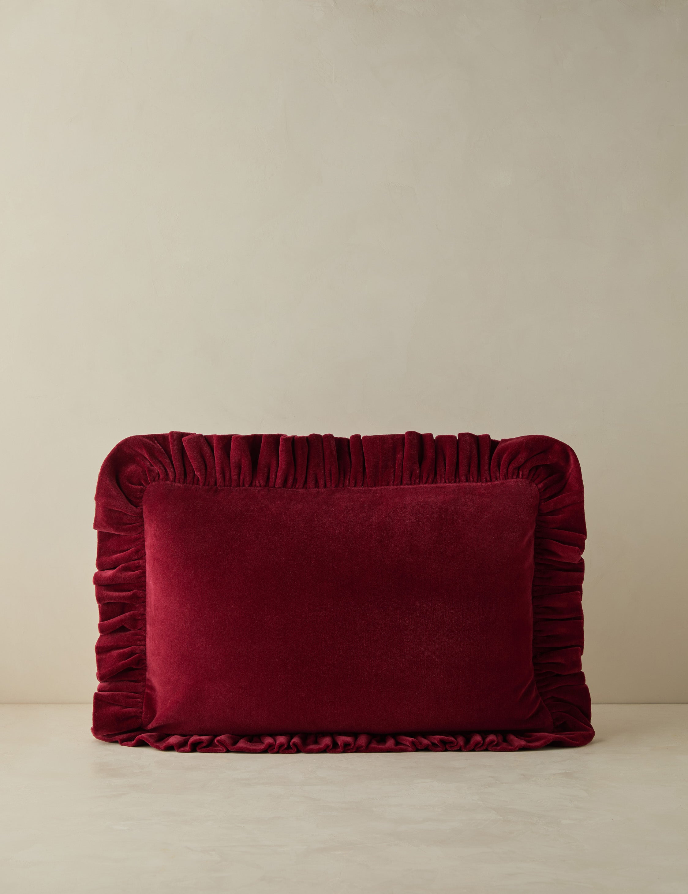 Mira Velvet Pillow | Ruffled Flange, Solid Design