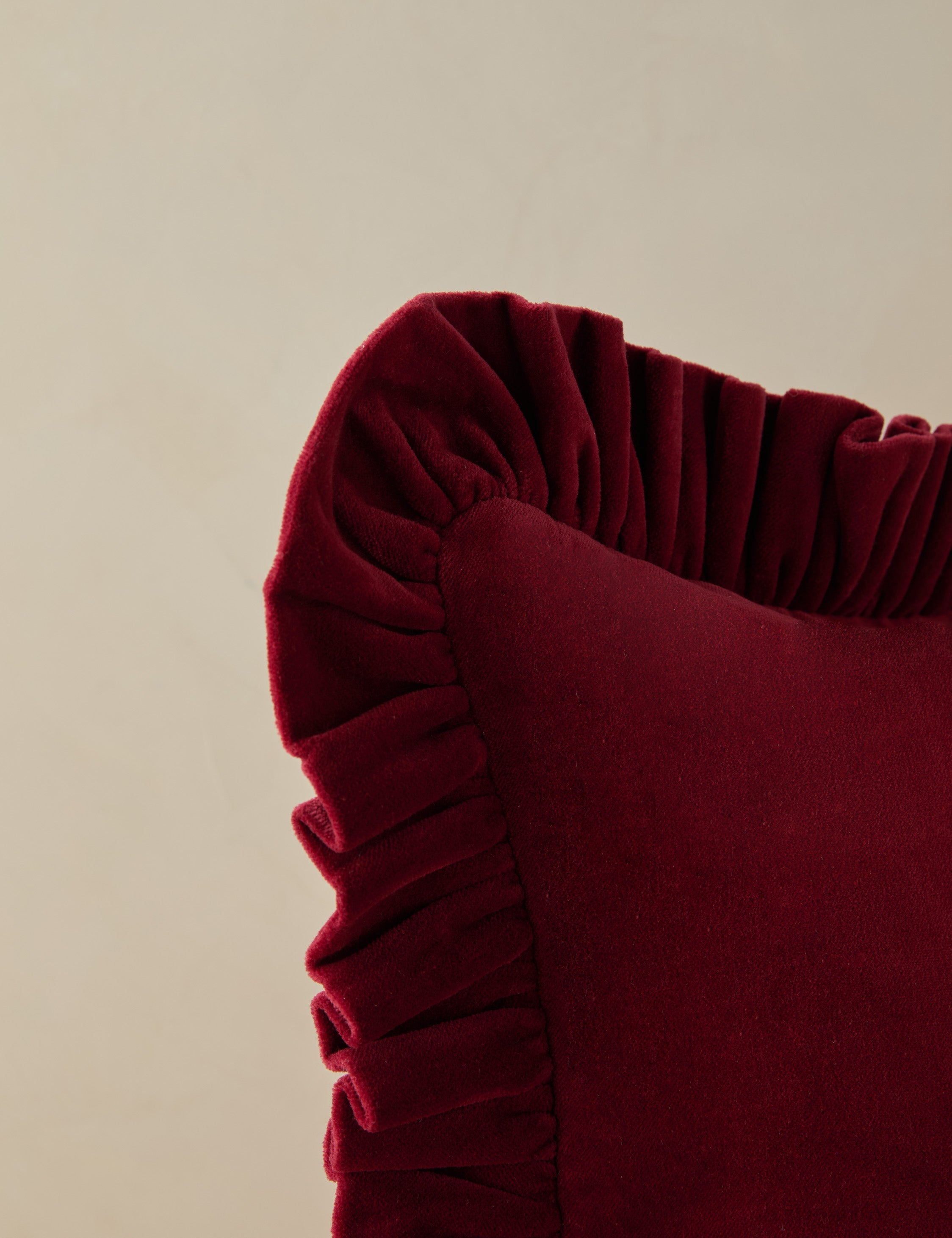 Mira Velvet Pillow | Ruffled Flange, Solid Design