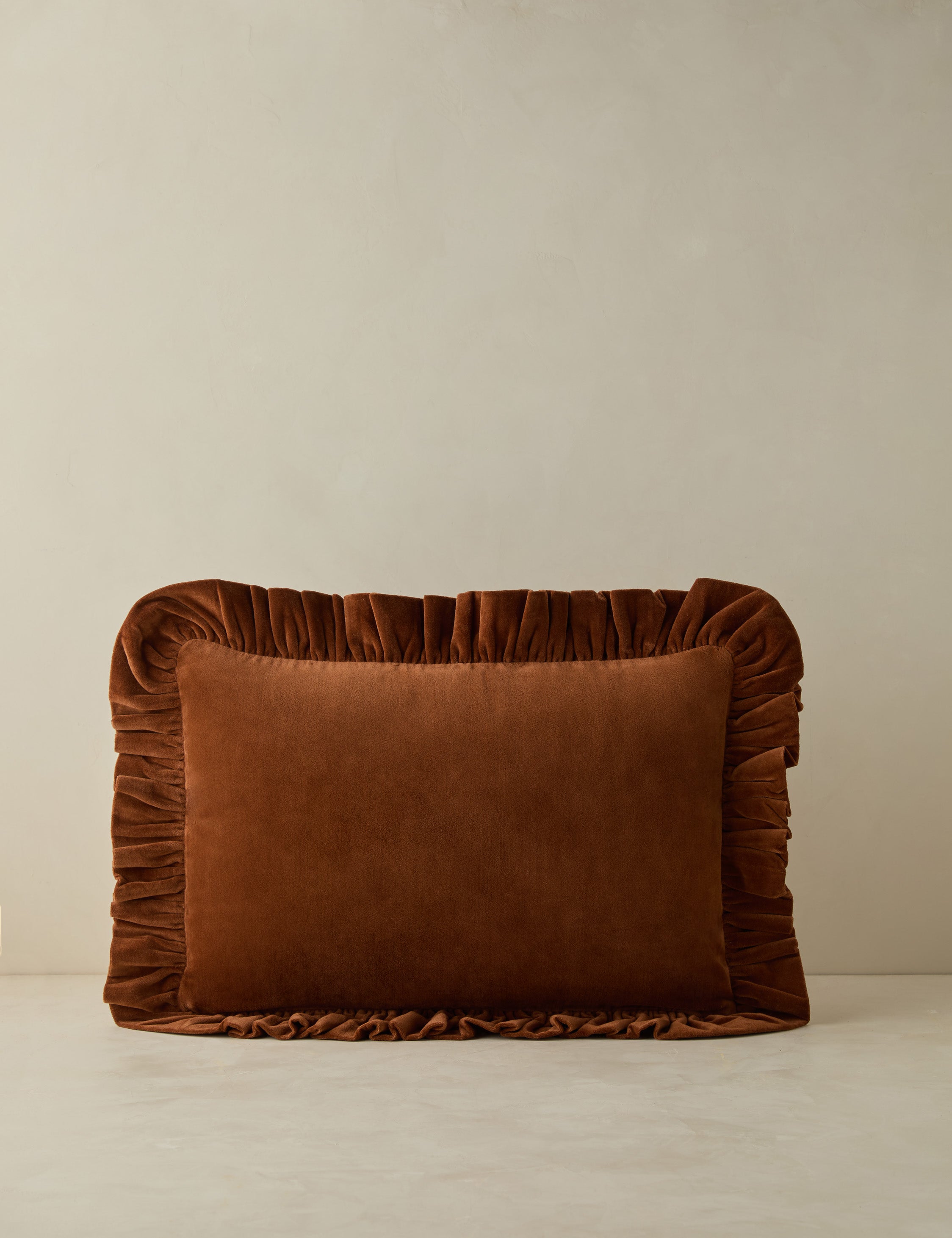Mira Velvet Pillow | Ruffled Flange, Luxe Texture
