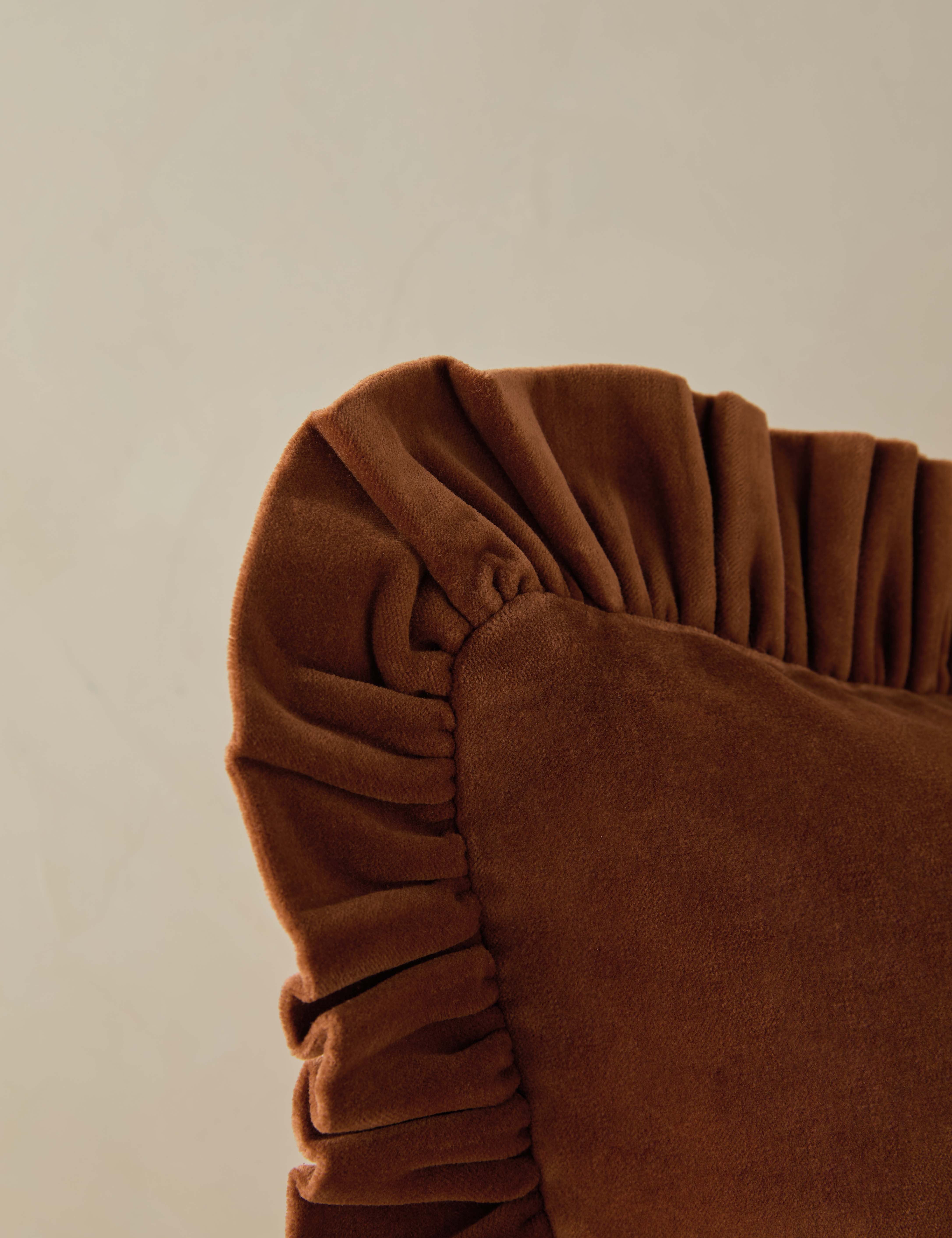 Mira Velvet Pillow | Ruffled Flange, Luxe Texture