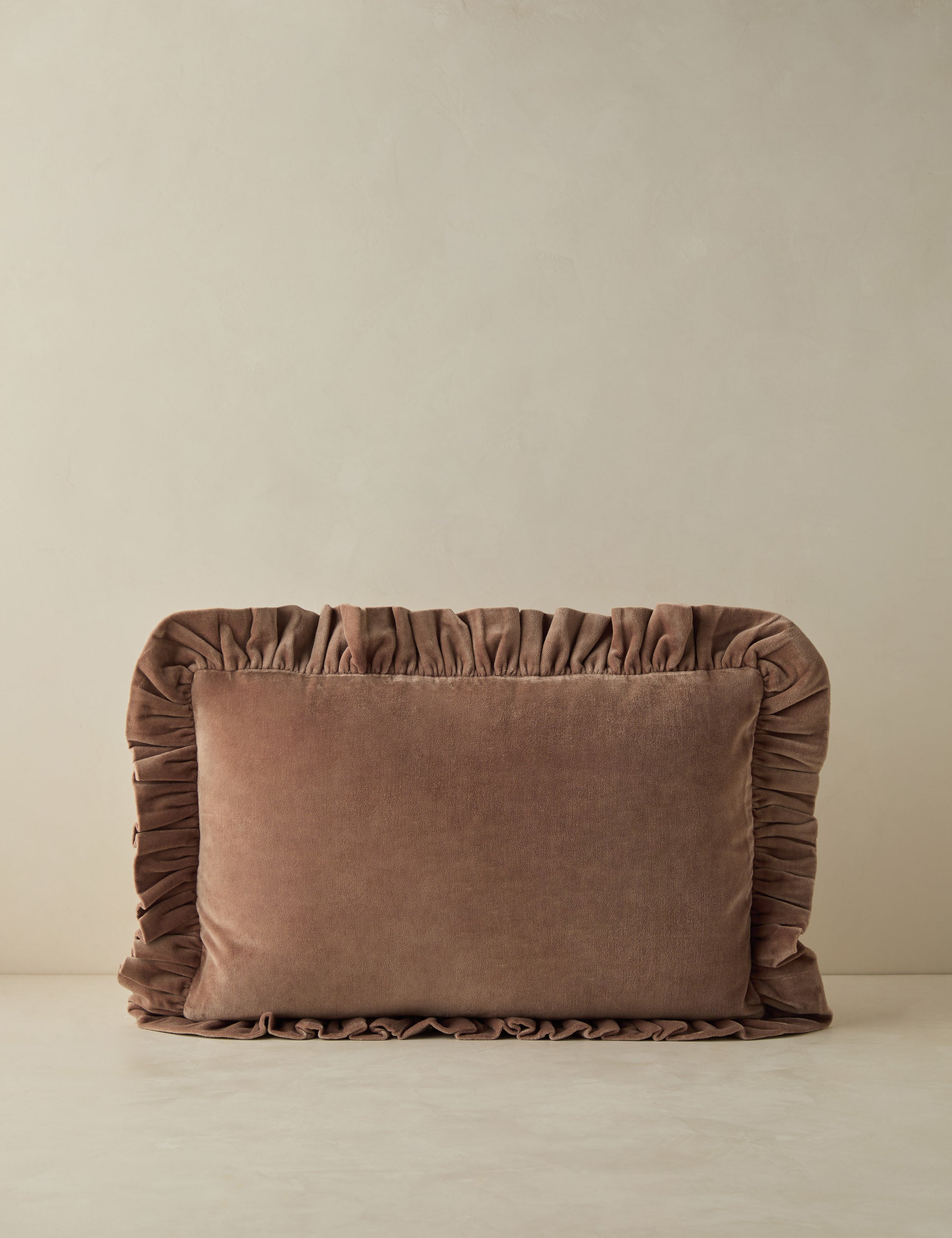 Mira Velvet Pillow | Ruffled Flange, Solid Design