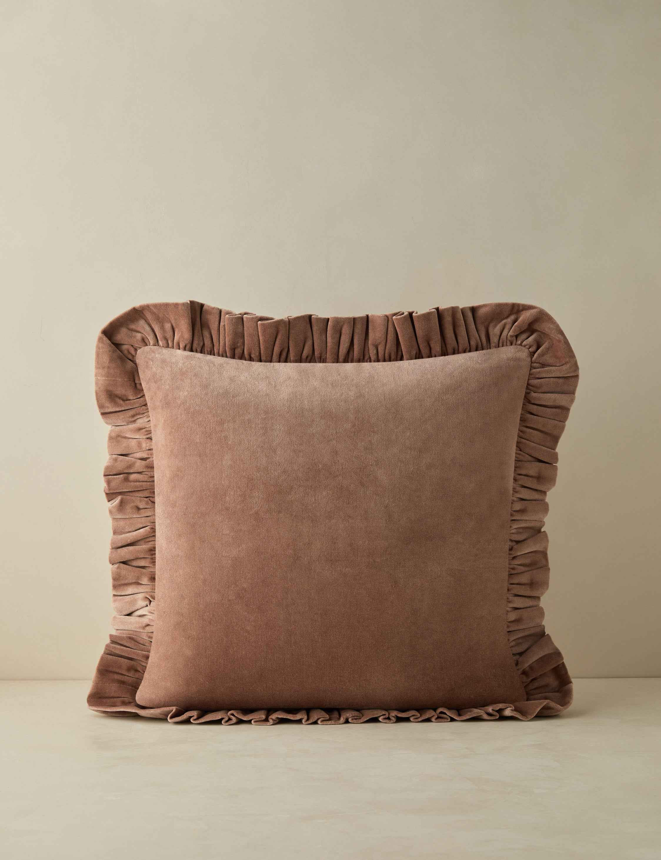Mira Velvet Pillow | Ruffled Flange, Luxe Texture