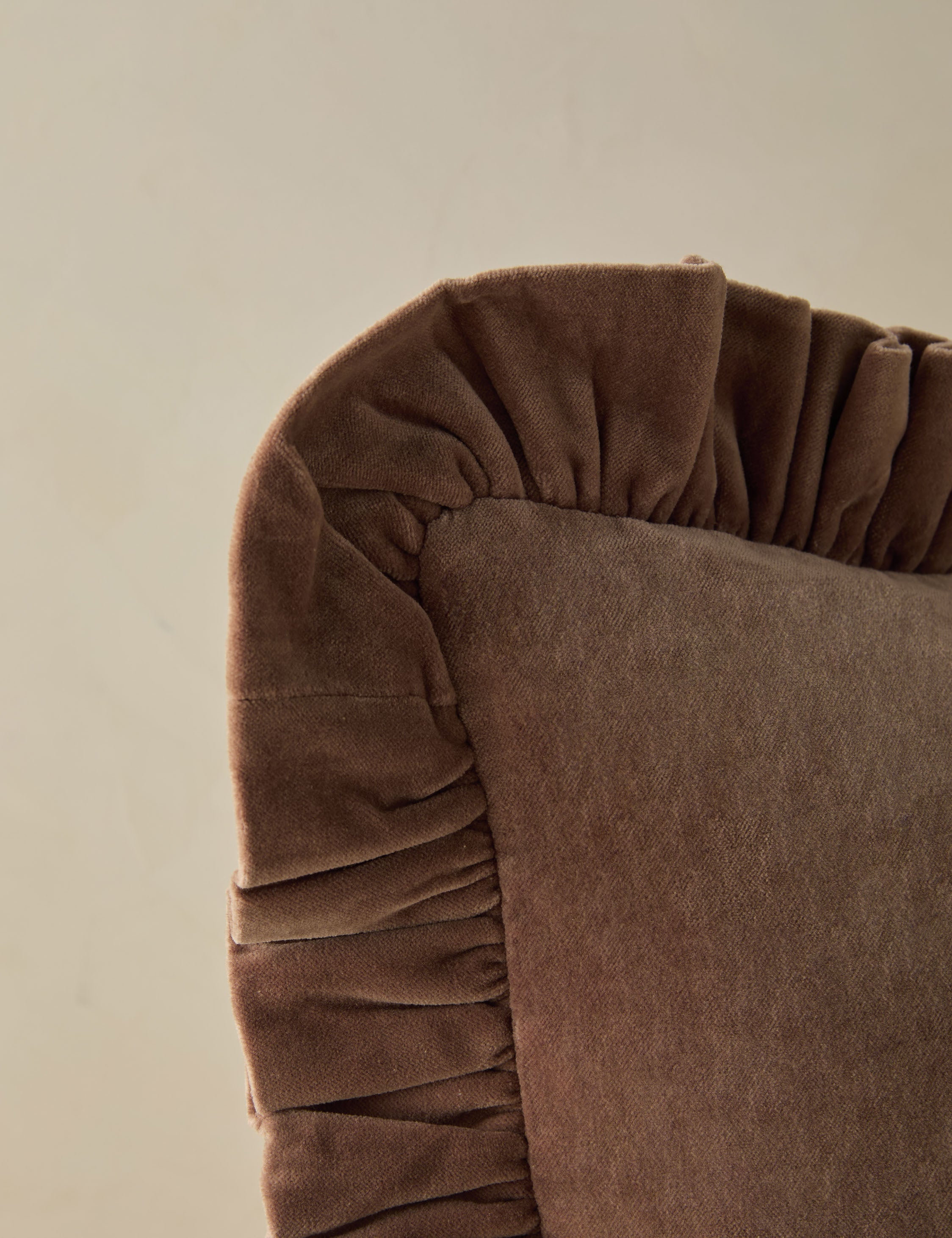Mira Velvet Pillow | Ruffled Flange, Luxe Texture
