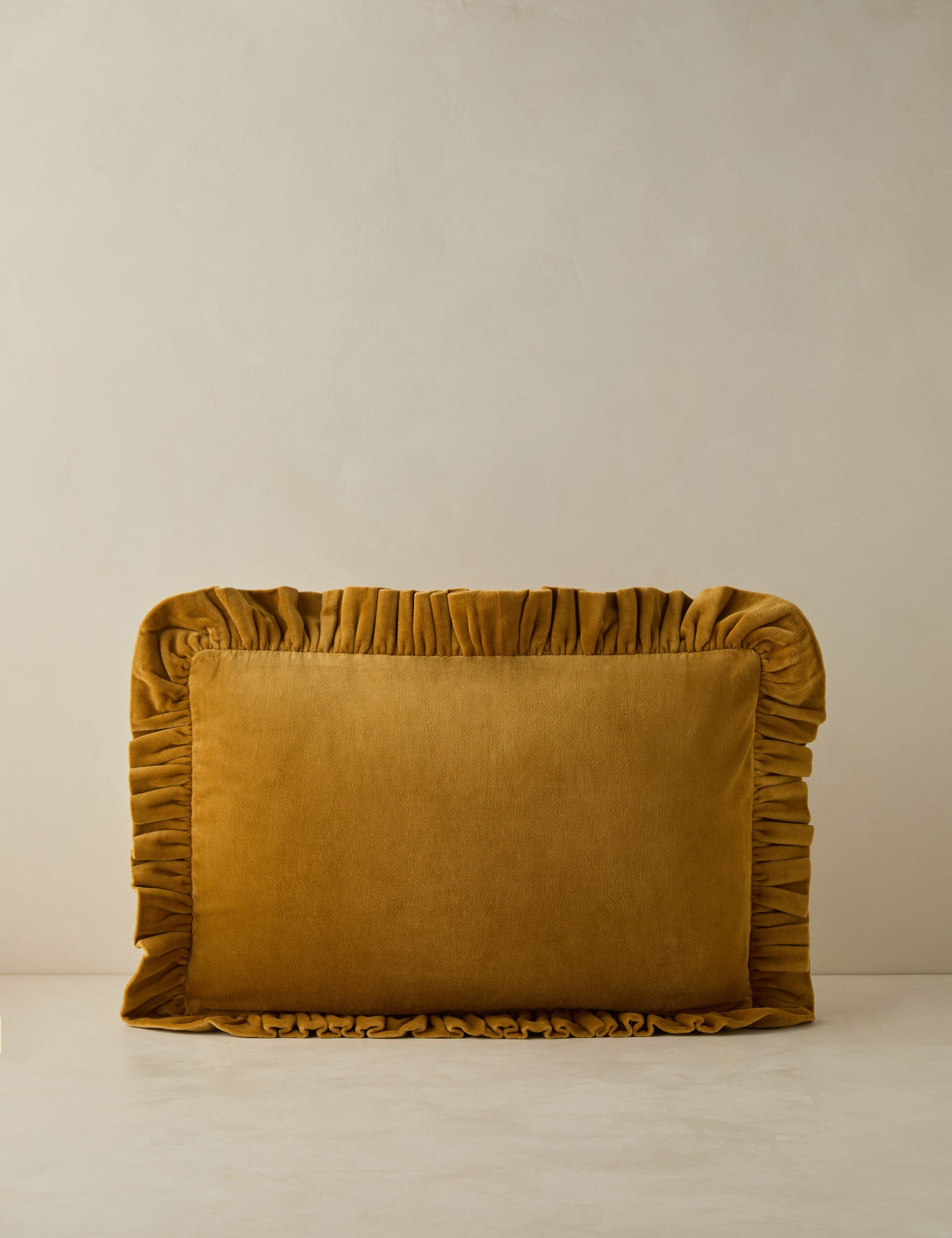Mira Velvet Pillow | Ruffled Flange, Solid Design