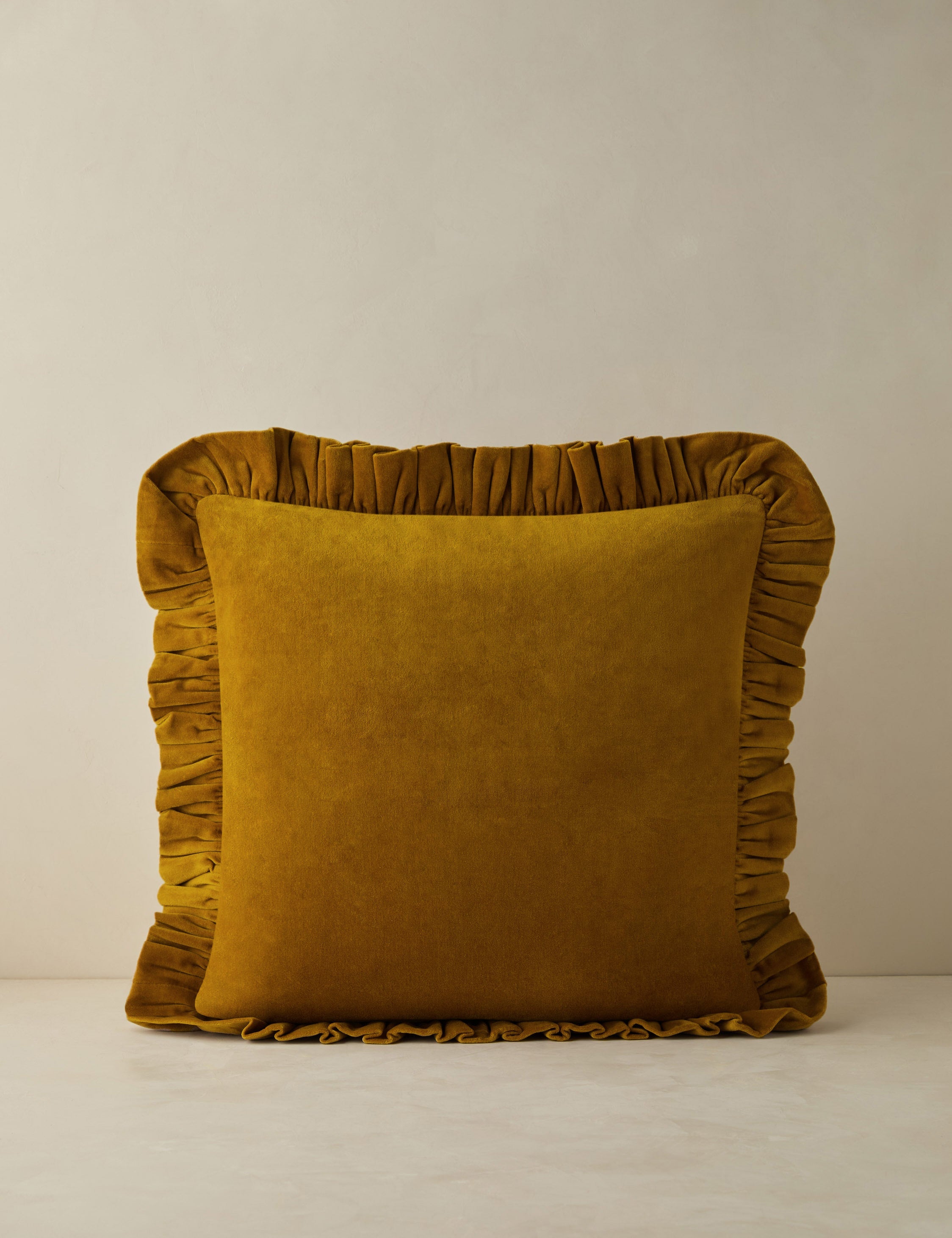 Mira Velvet Pillow | Ruffled Flange, Luxe Texture