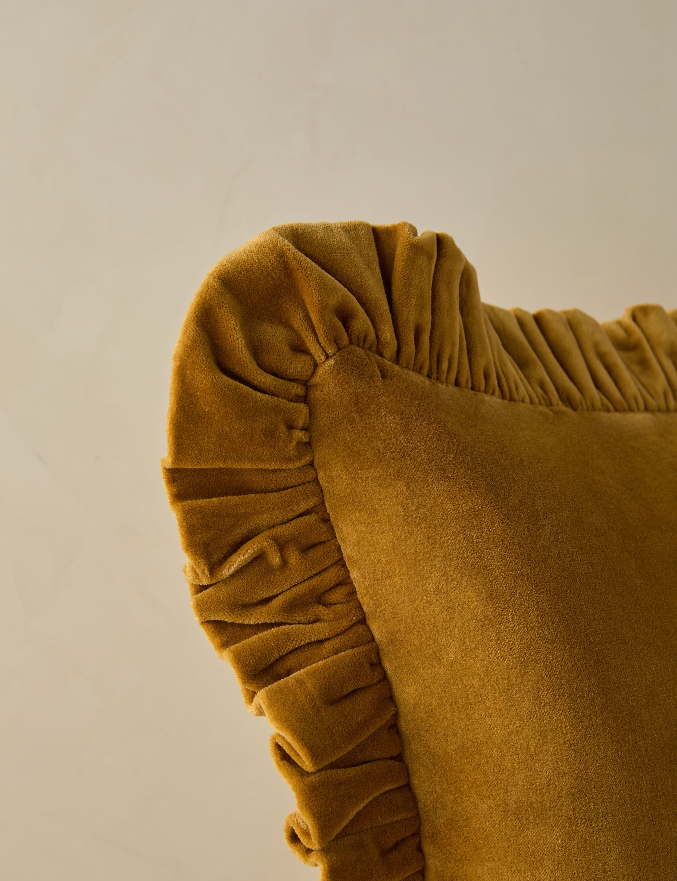 Mira Velvet Pillow | Ruffled Flange, Luxe Texture
