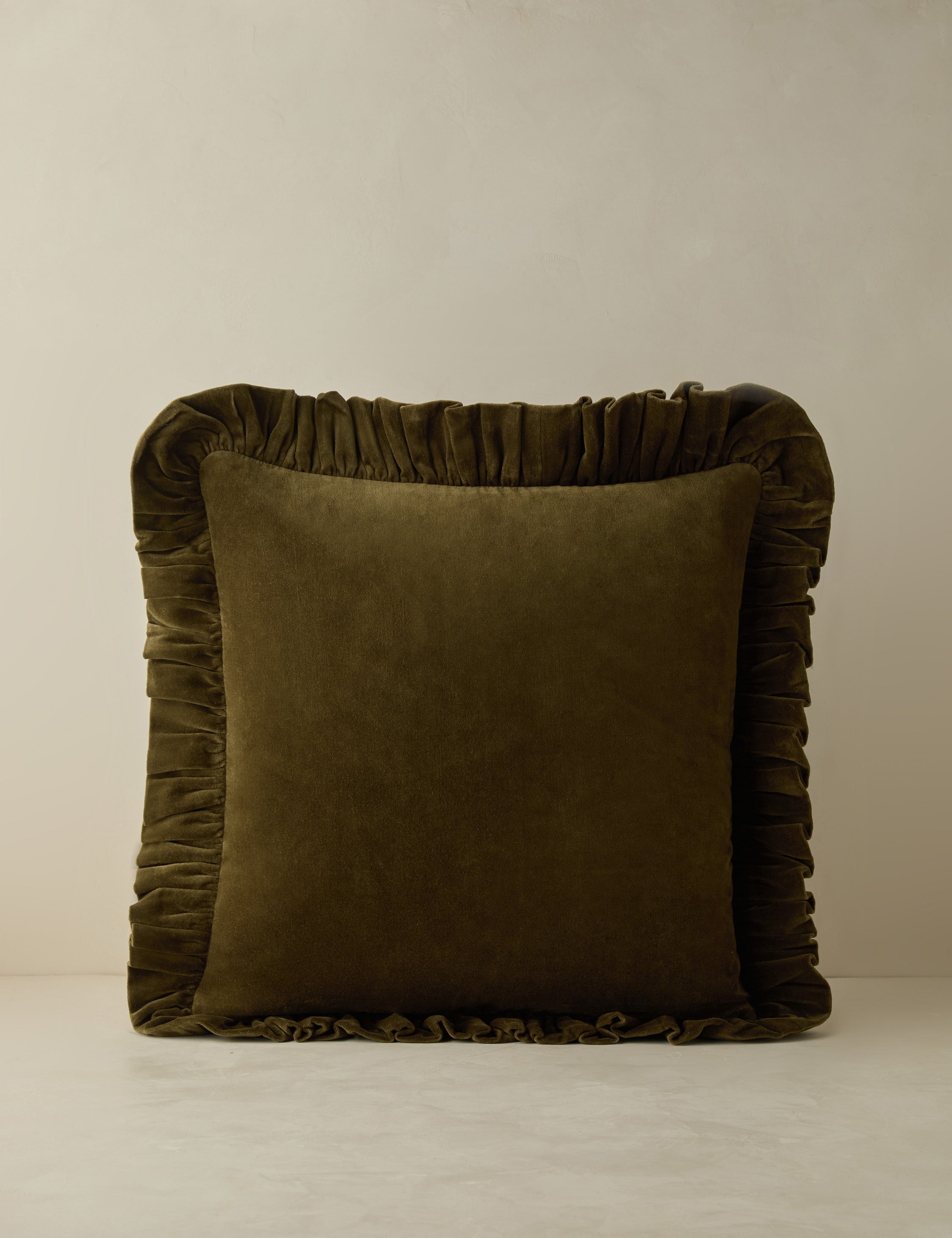Mira Velvet Pillow | Ruffled Flange, Luxe Texture
