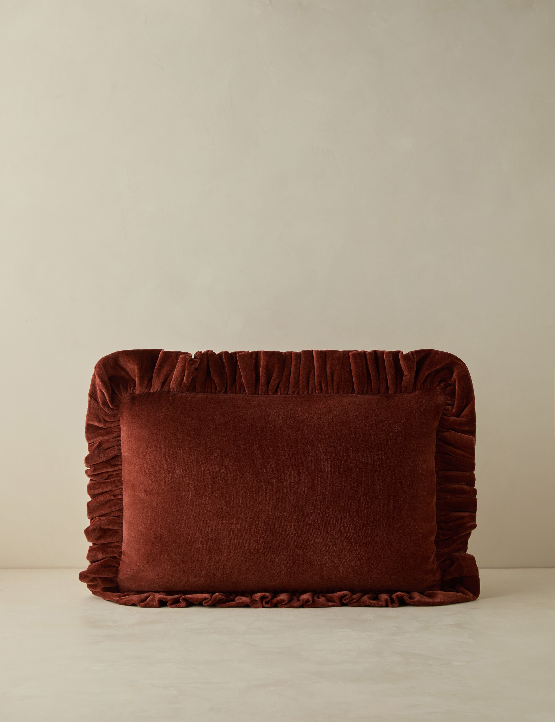 Mira Velvet Pillow | Ruffled Flange, Luxe Texture