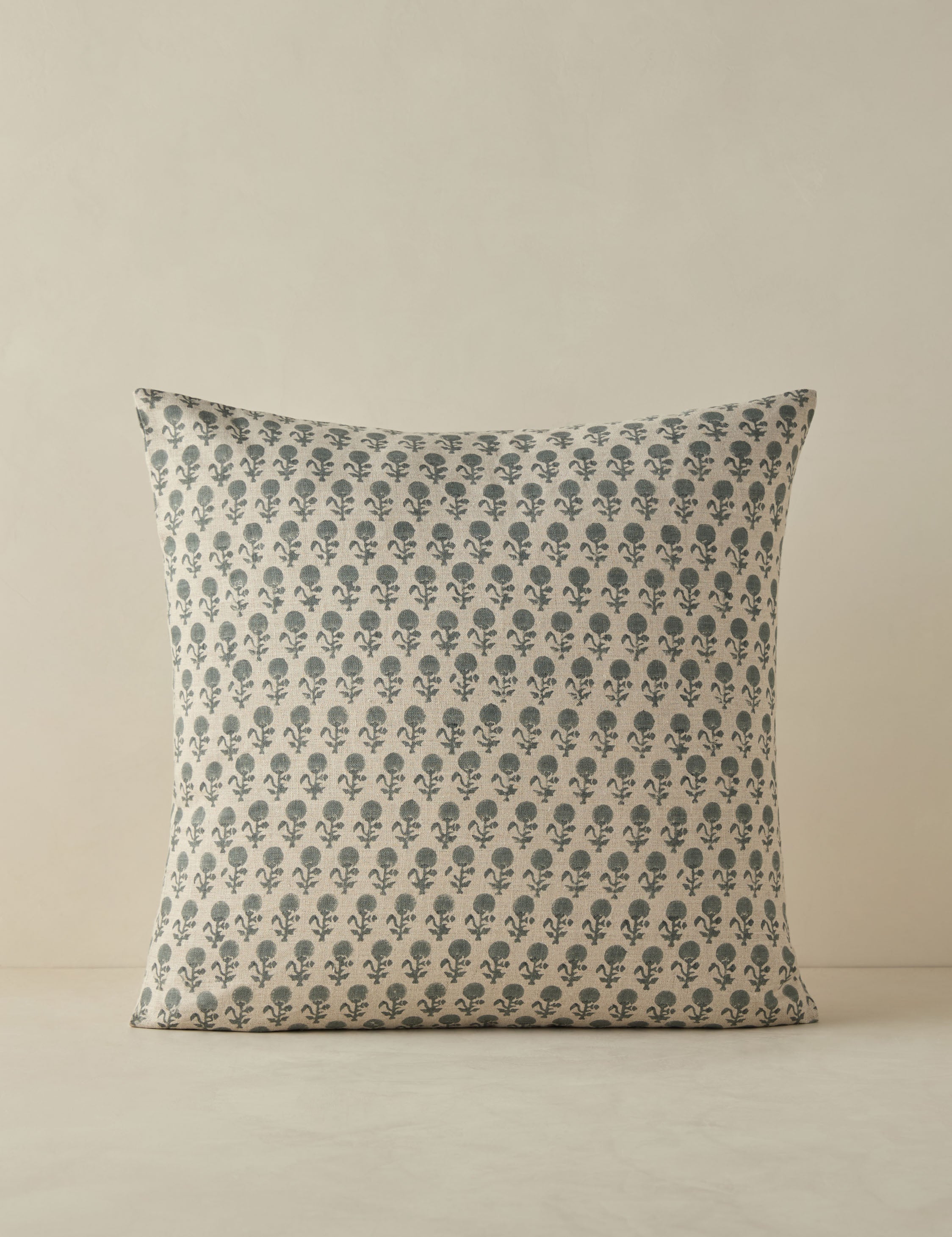 Mira Linen Pillow | Handmade Block Print, Floral Design