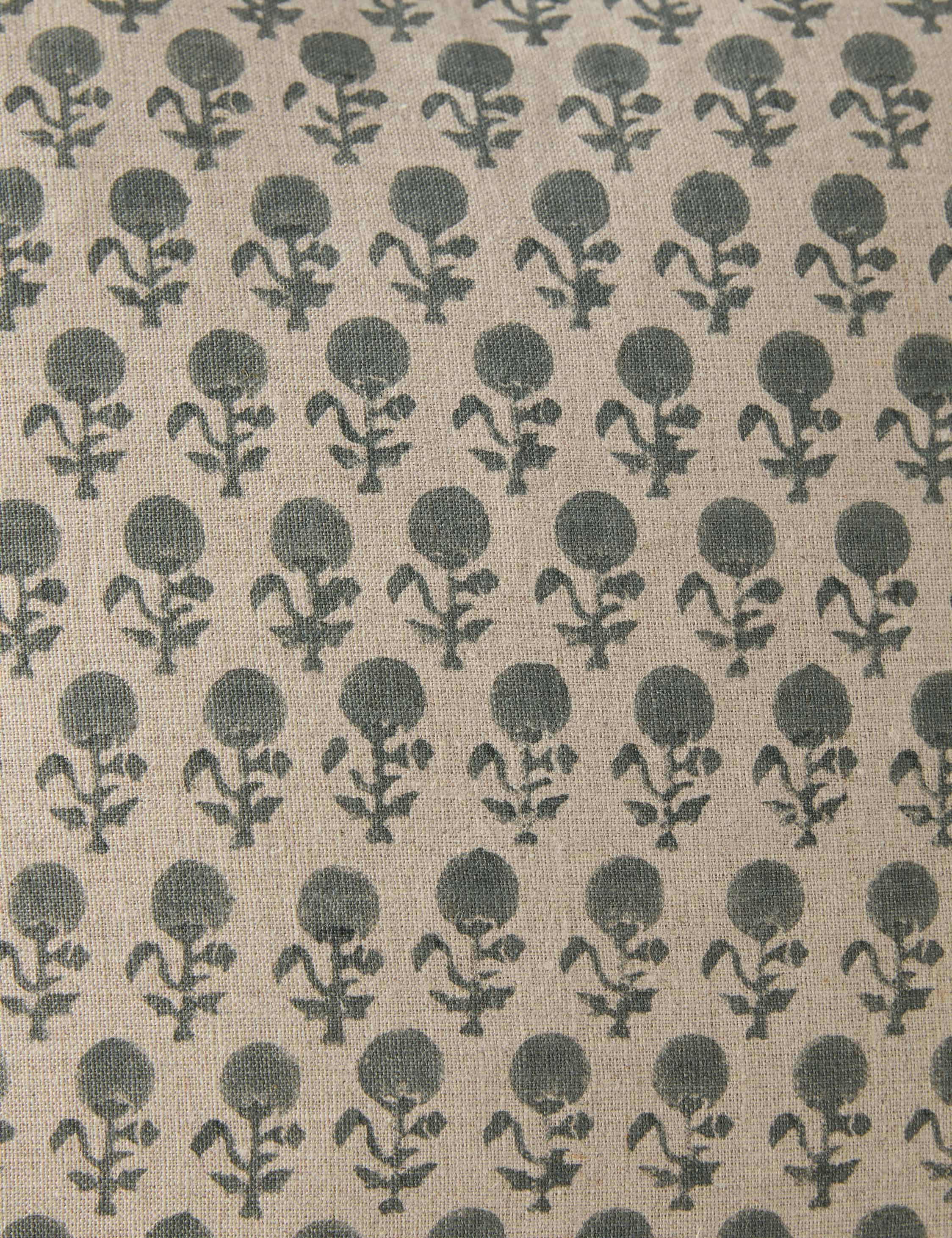 Mira Linen Pillow | Handmade Block Print, Floral Design