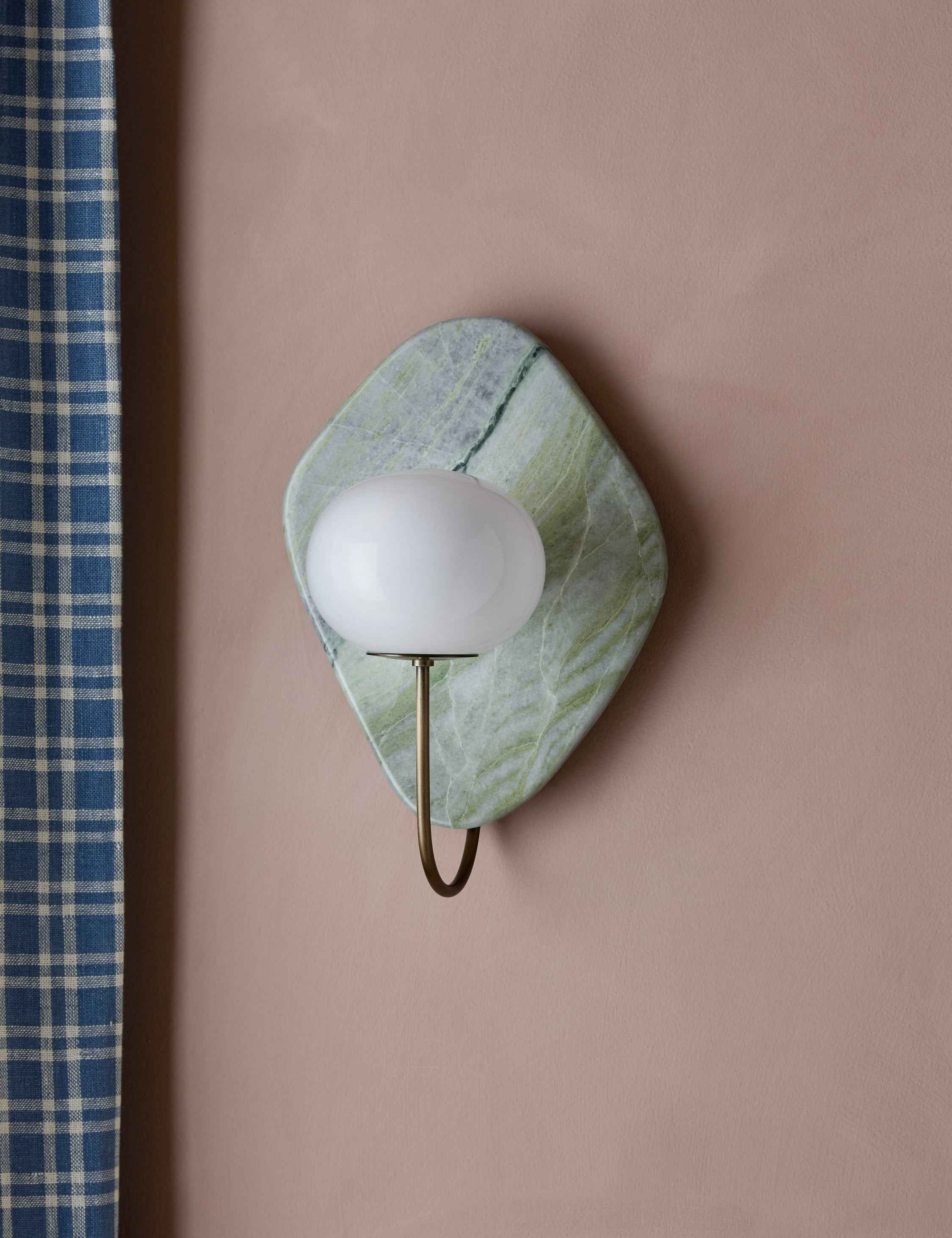 Mira Marble Sconce | Curved Arm, Glass Globe