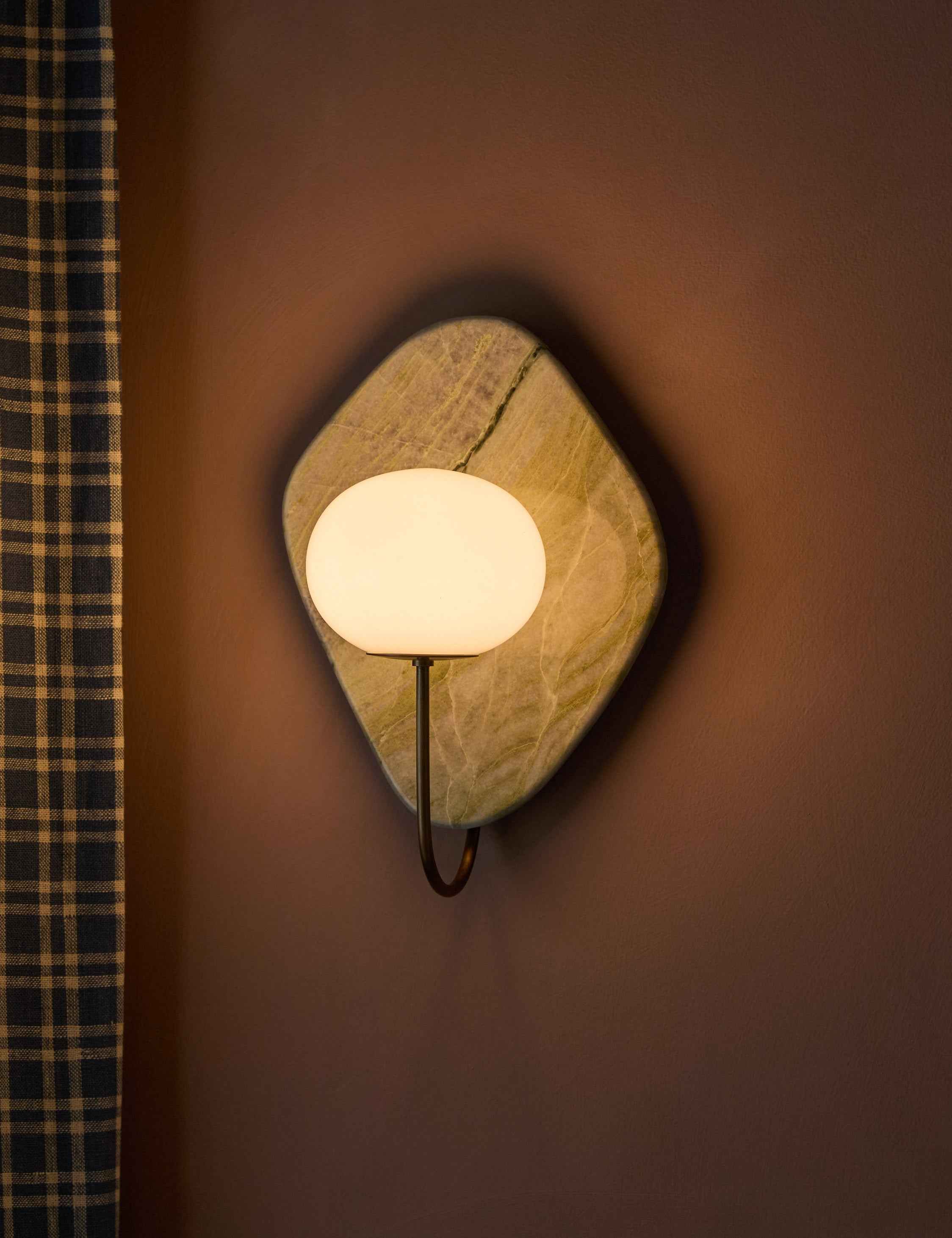 Mira Marble Sconce | Curved Arm, Glass Globe
