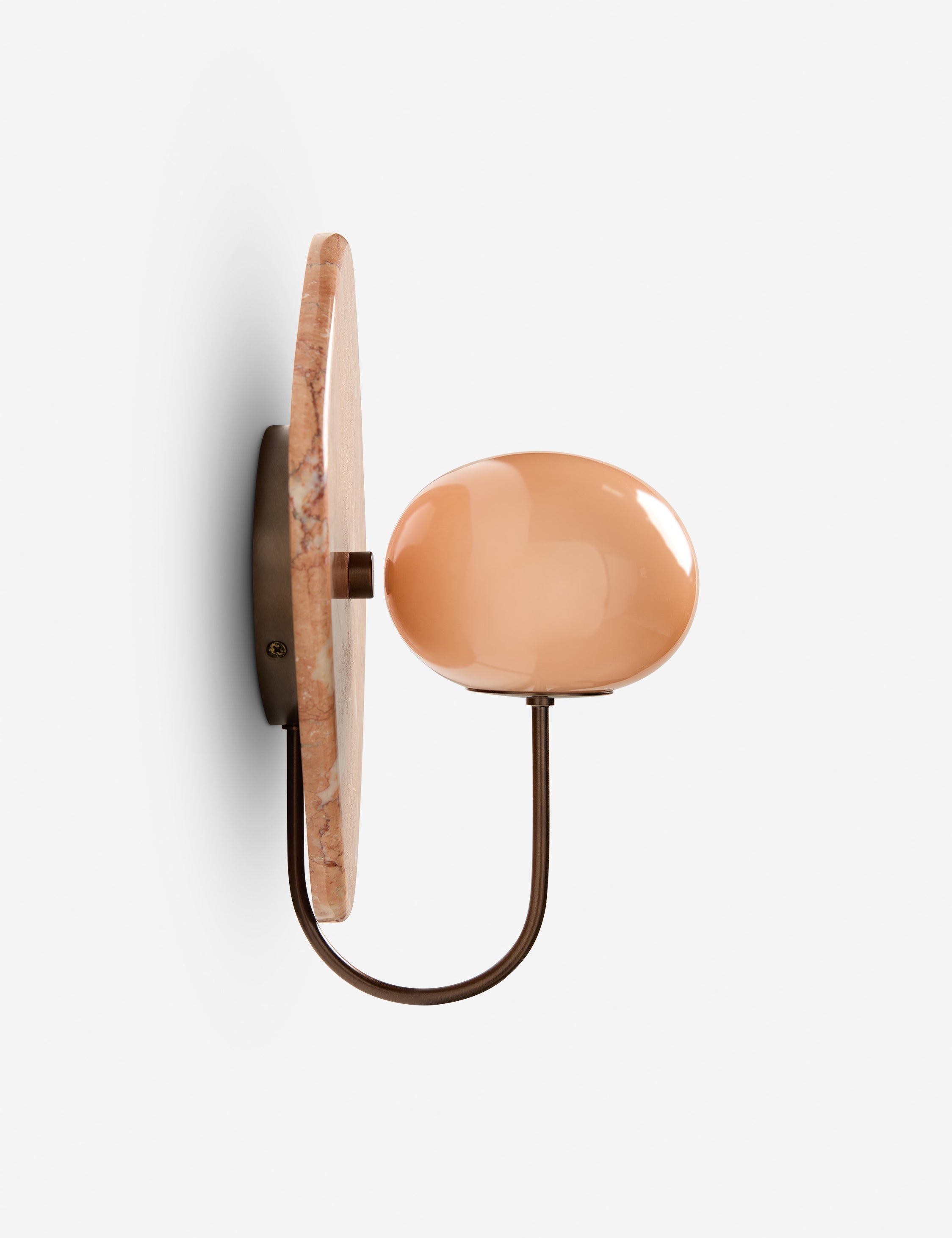 Mira Marble Sconce | Curved Arm, Glass Globe