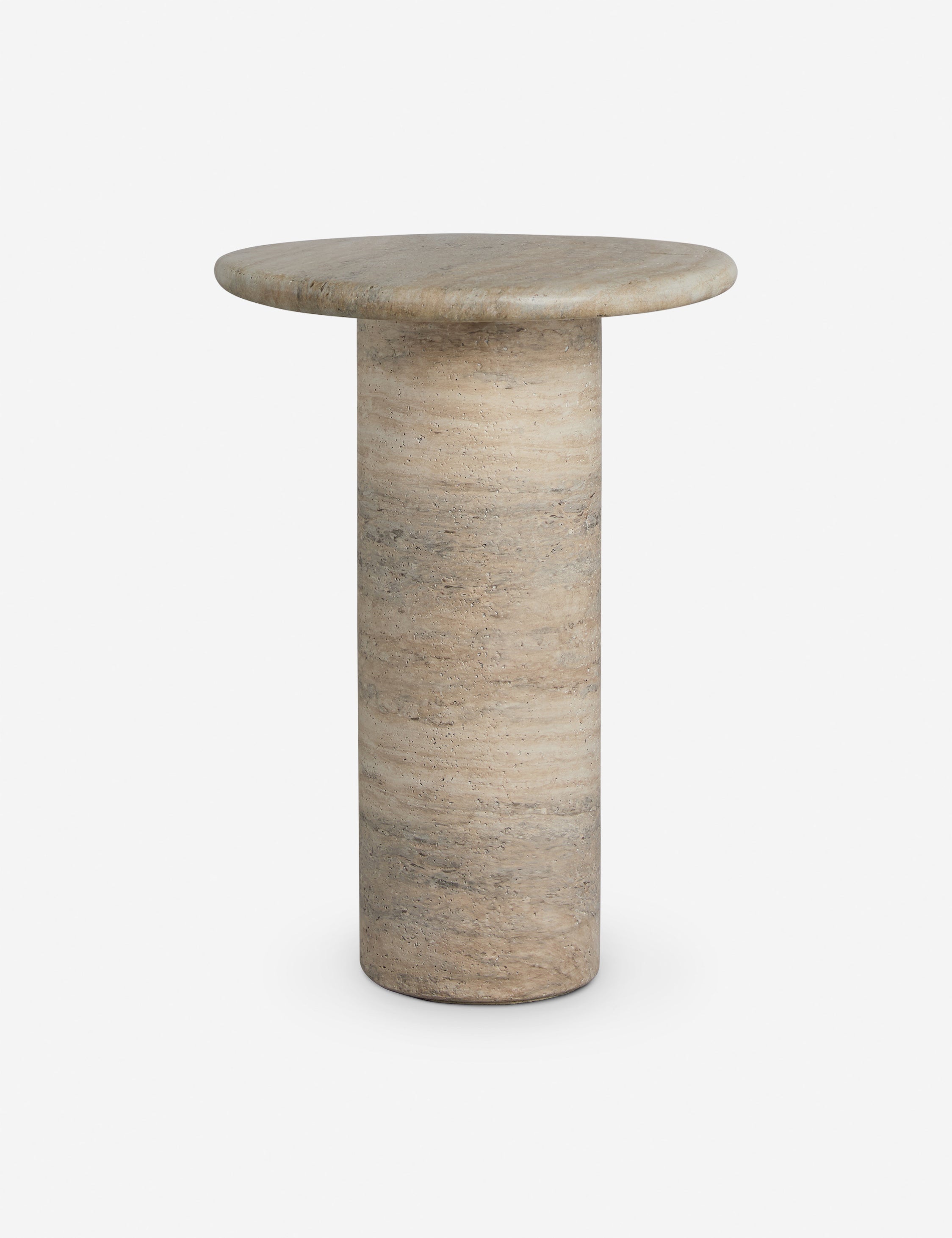 Mira Drink Table | Travertine-Like Finish, Indoor/Outdoor Use