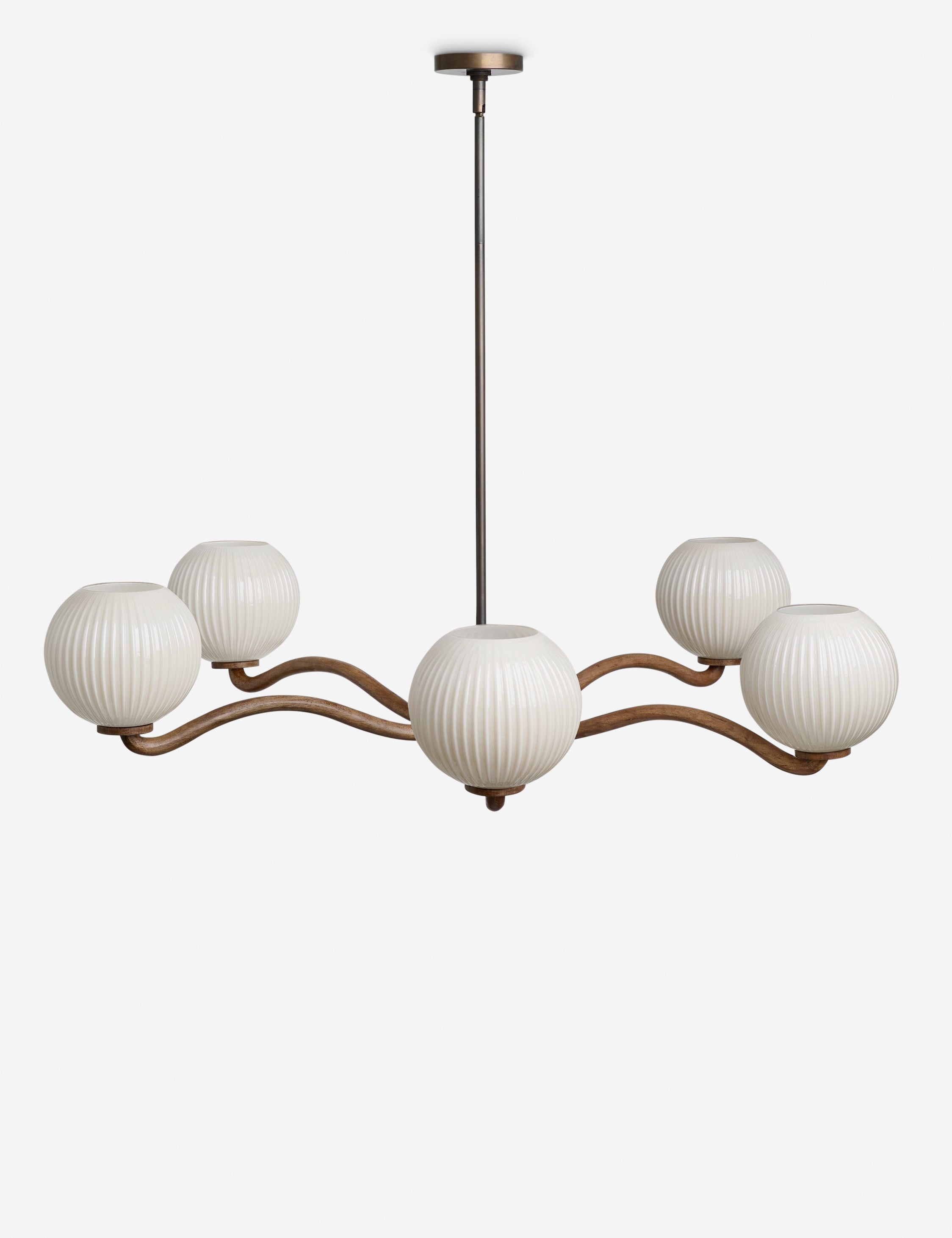 Nara Chandelier | Mixed Material, Fluted Glass Globes