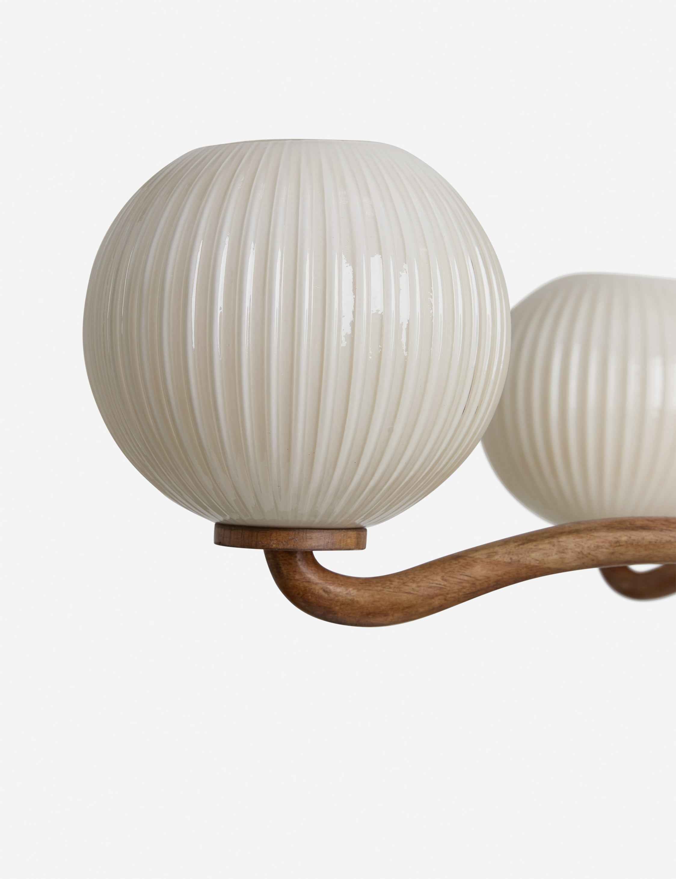 Nara Chandelier | Mixed Material, Fluted Glass Globes