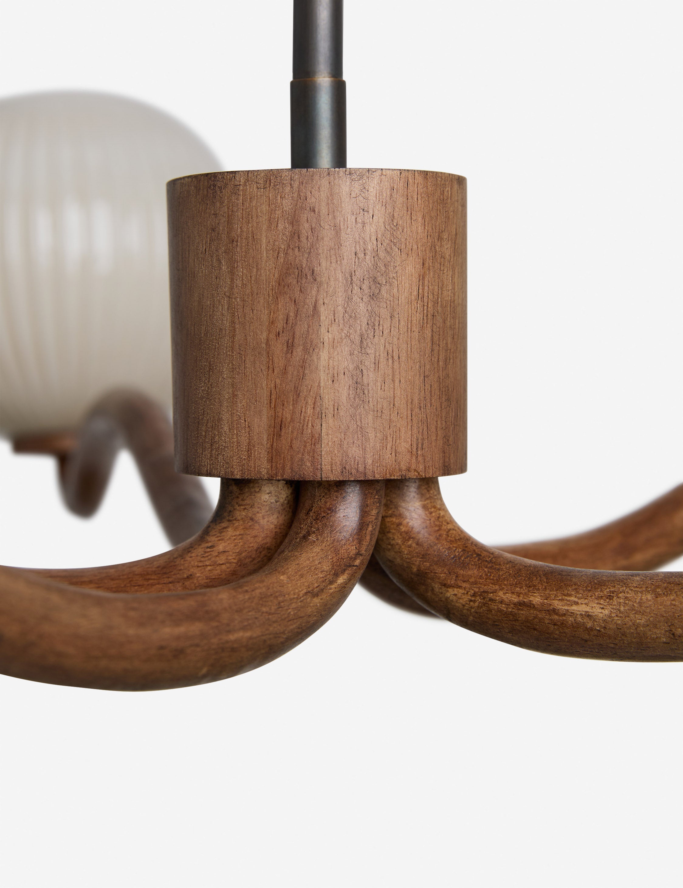 Nara Chandelier | Polished Wood Grain & Fluted Glass Globes