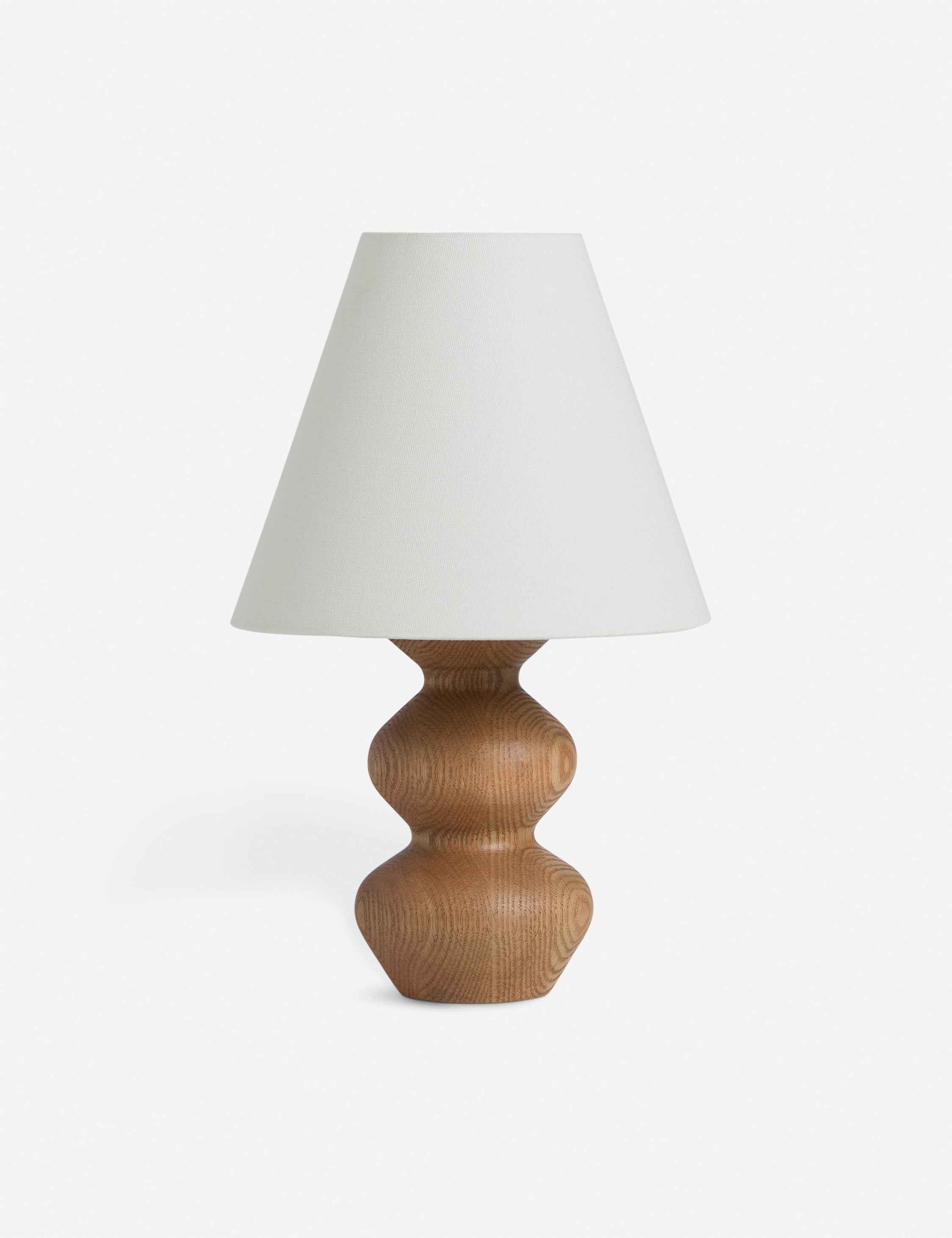Oriana Table Lamp | Wood Base, Tapered Linen Shade