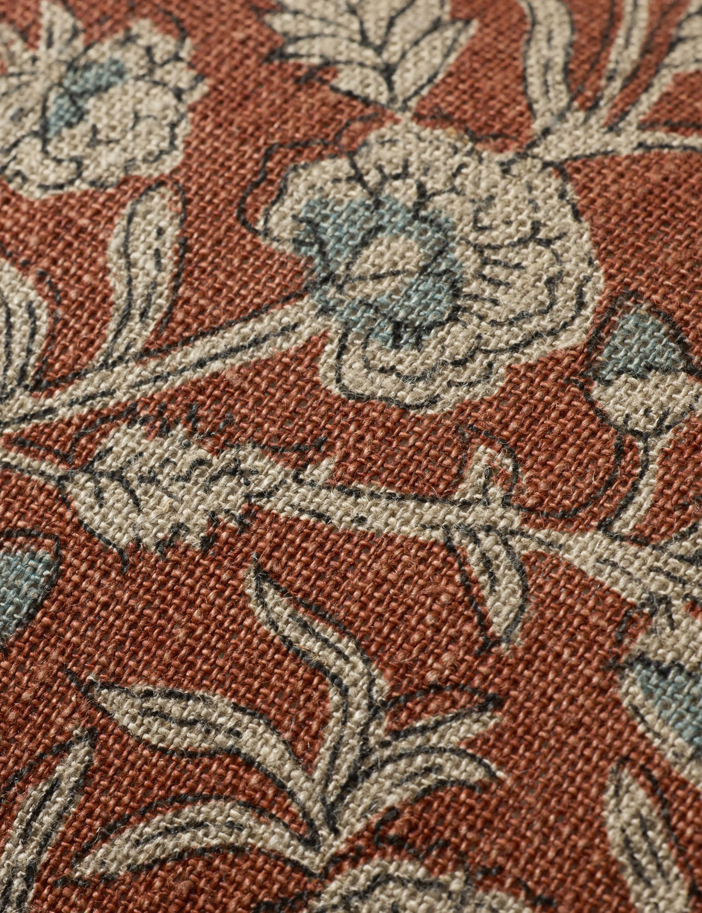 Cielo Linen Pillow | Intricate Floral Design, Stitched Edge