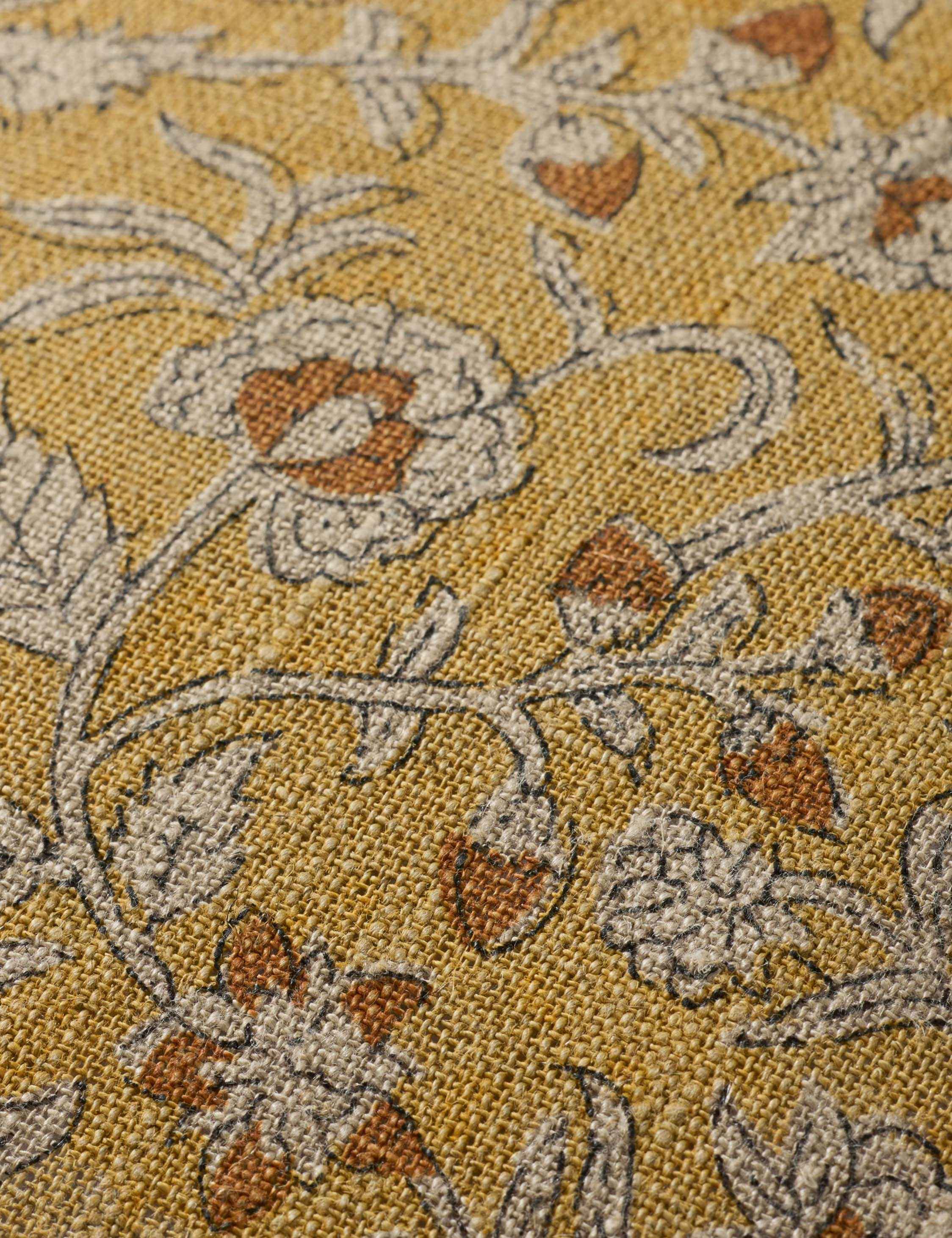 Cielo Linen Pillow | Intricate Floral Design, Stitched Edge
