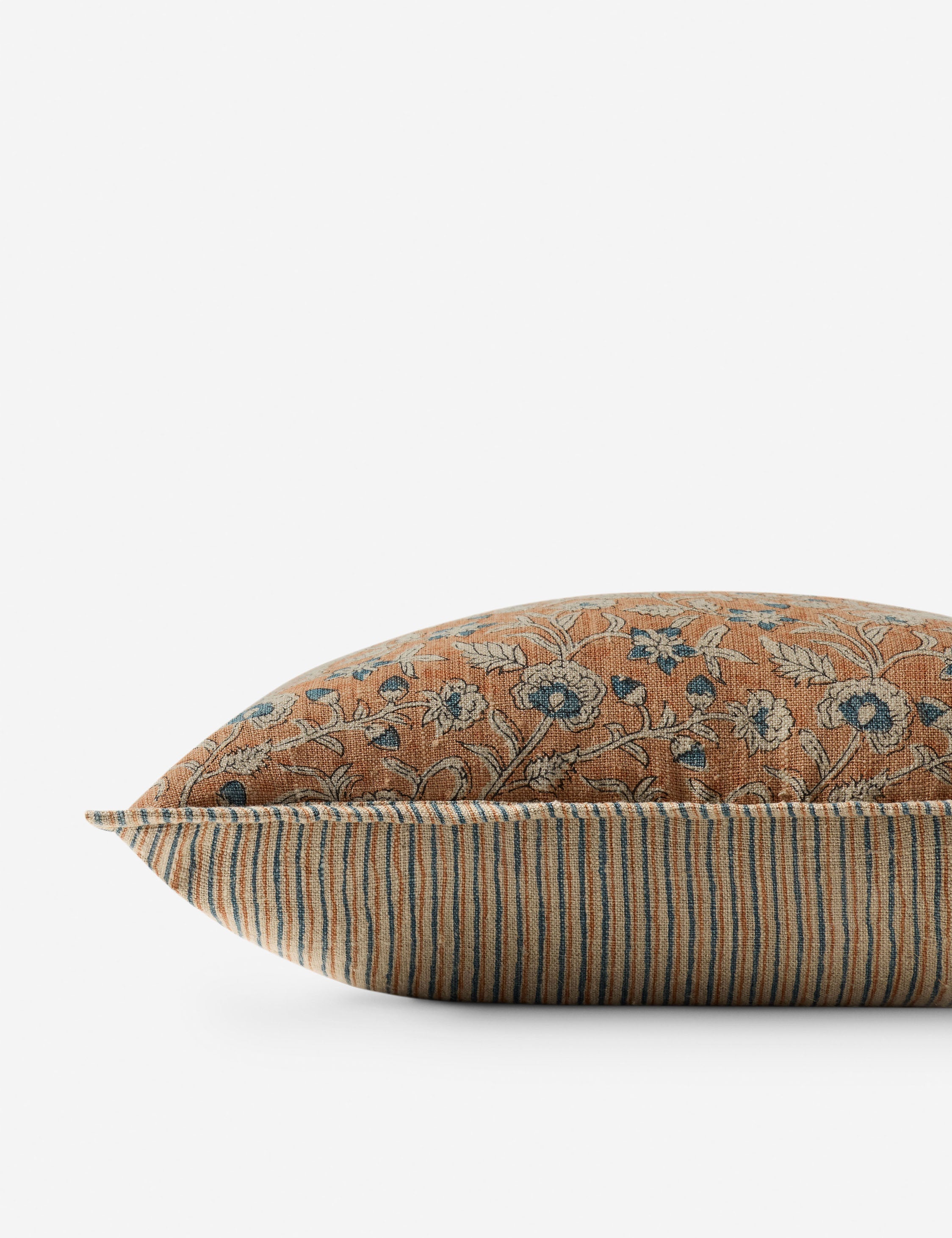 Cielo Linen Pillow | Intricate Floral Design, Stitched Edge