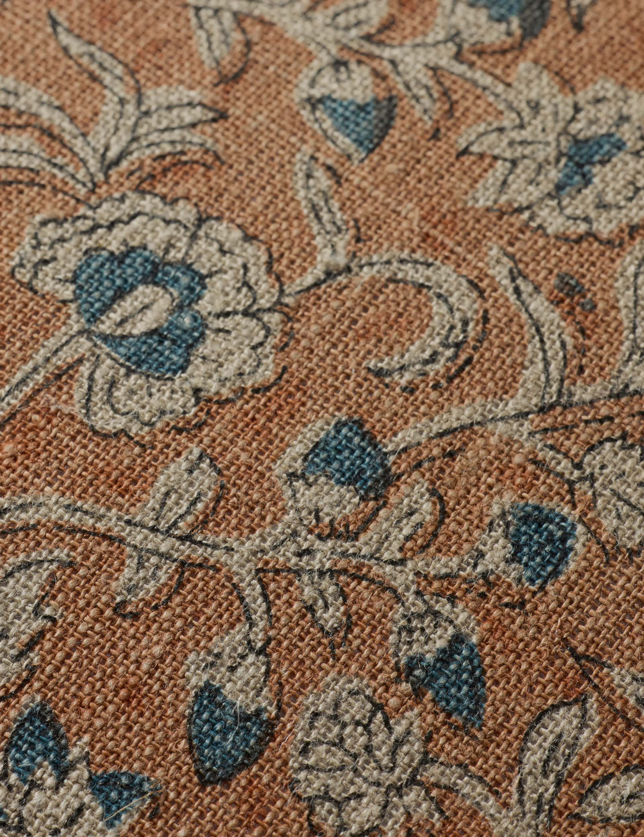 Cielo Linen Pillow | Intricate Floral Design, Stitched Edge