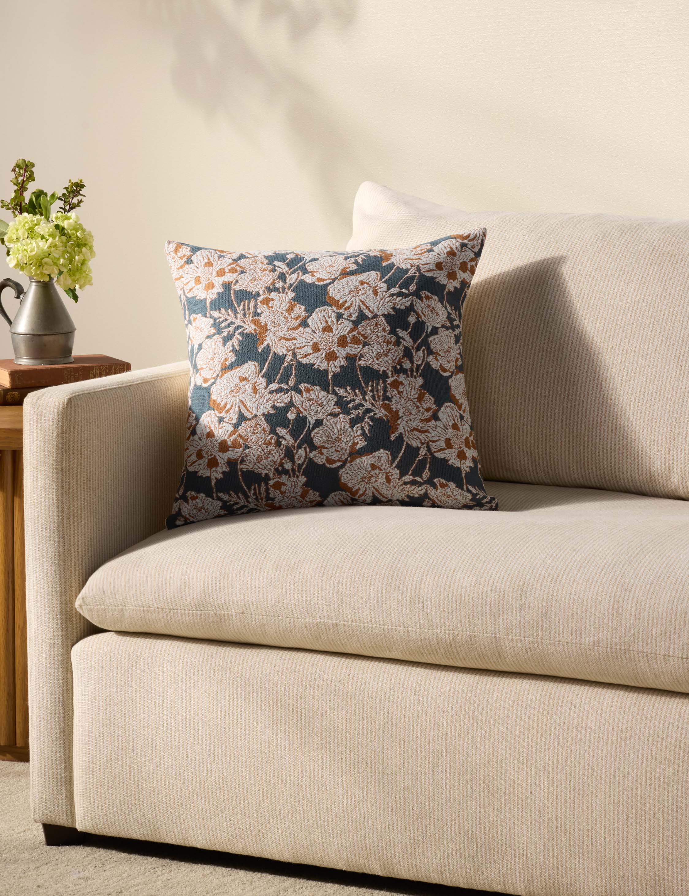 Mira Pillow | Woven Jacquard, Hand-Drawn Florals