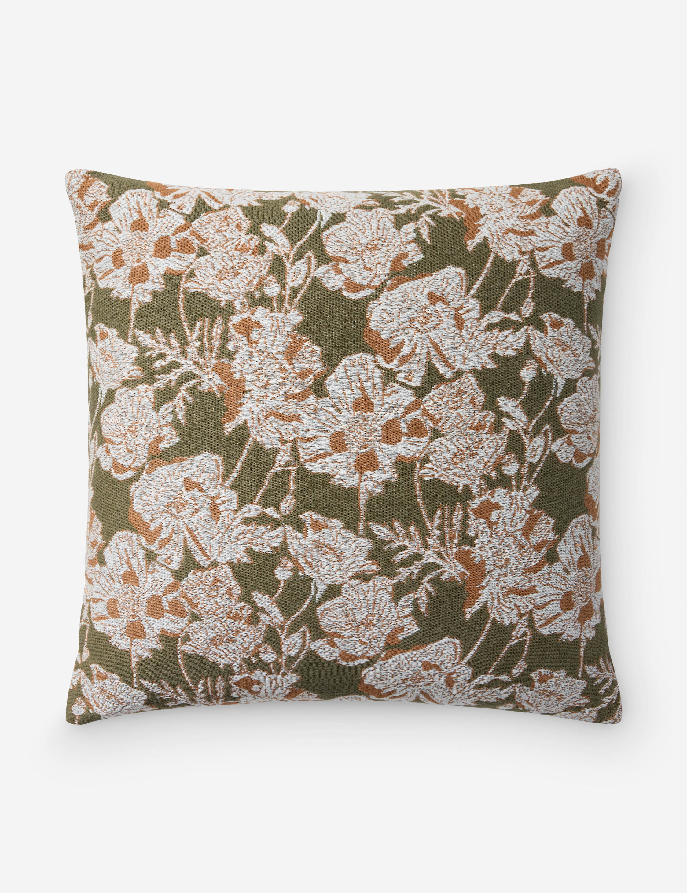Mira Pillow | Woven Jacquard, Hand-Drawn Florals