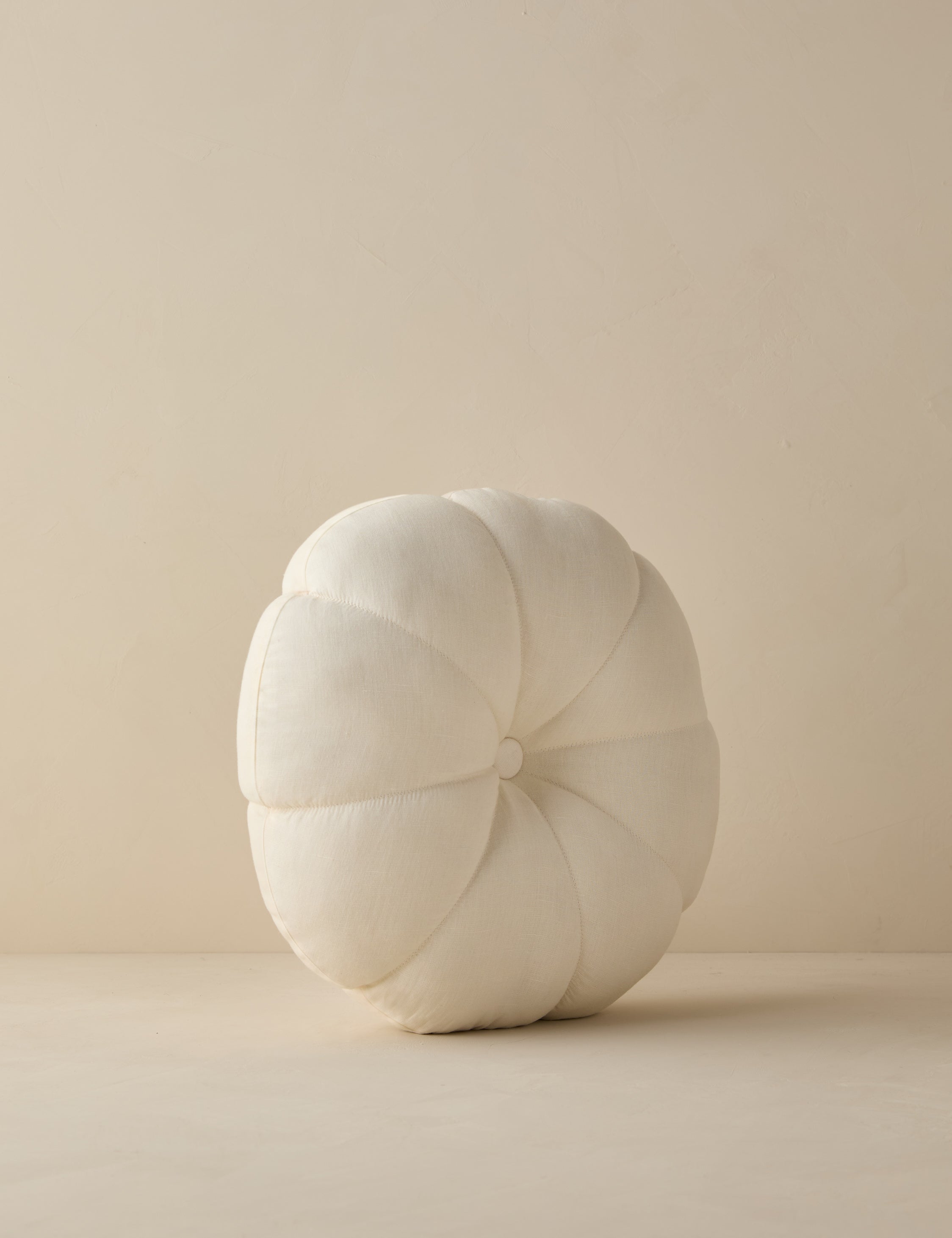 Luna Round Pillow | Soft Floral Design, Button Tufted