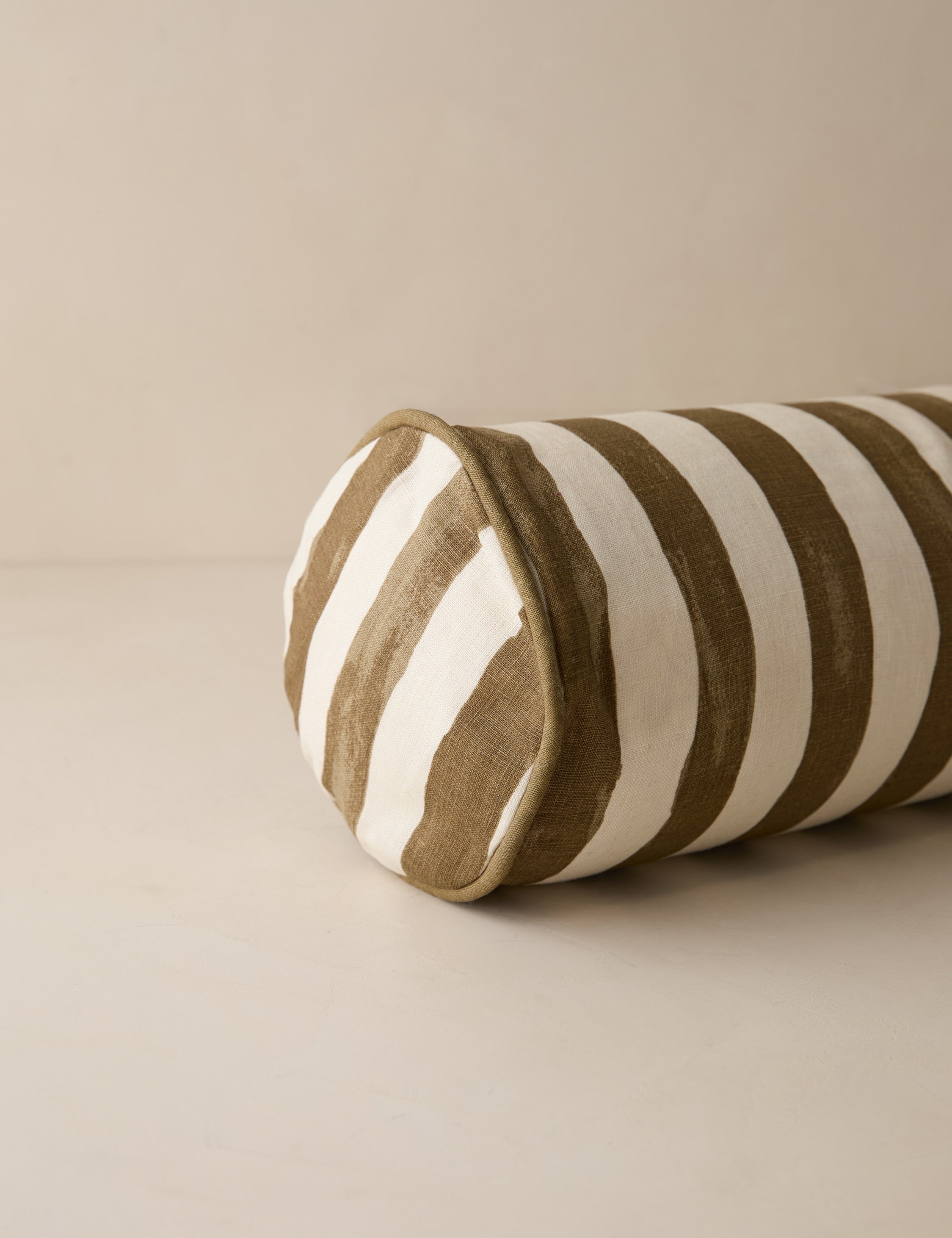 Bello Long Bolster Pillow | Painterly Stripe Linen, Oversized
