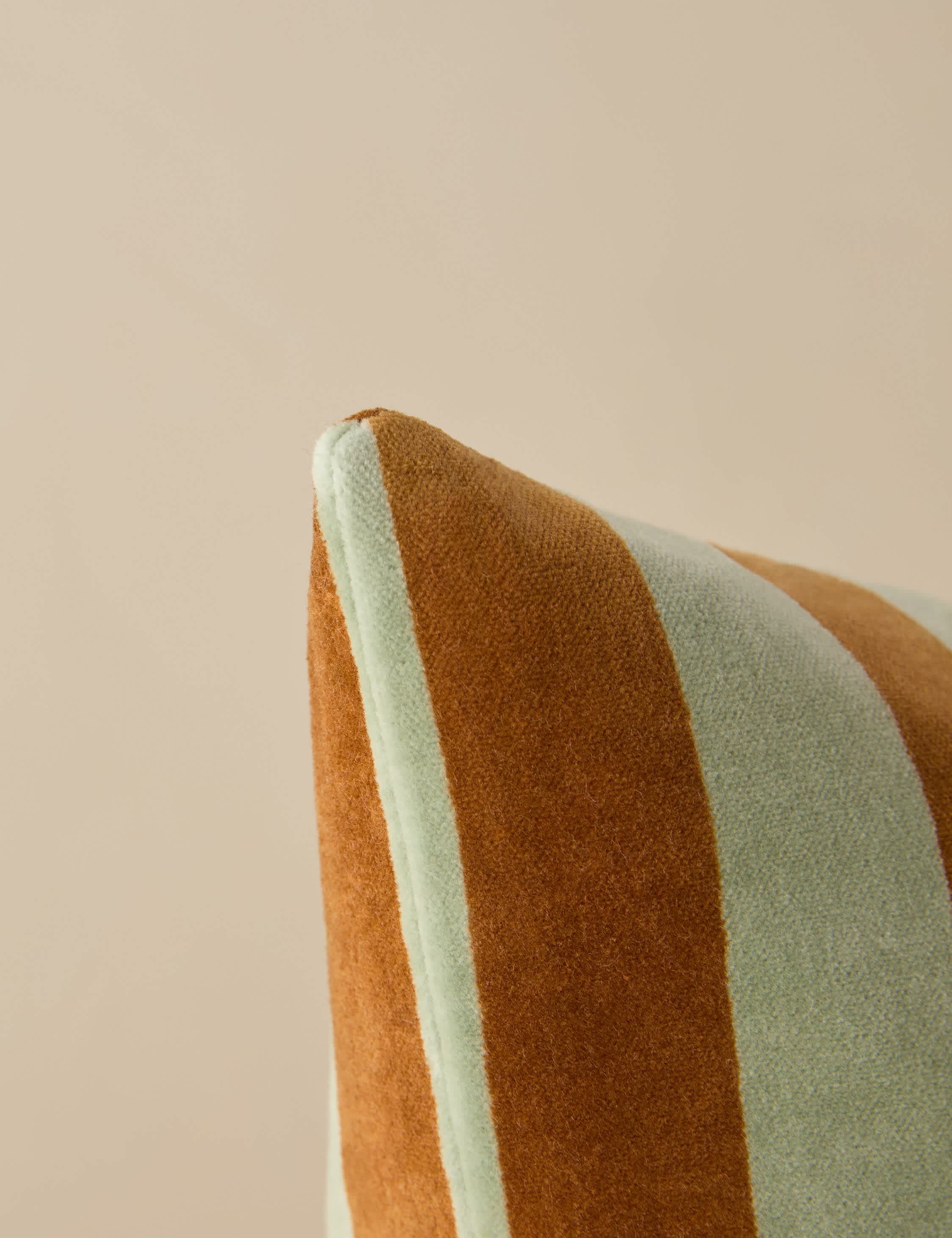 Pavia Velvet Pillow | Soft Plush Texture, Tailored Stripes