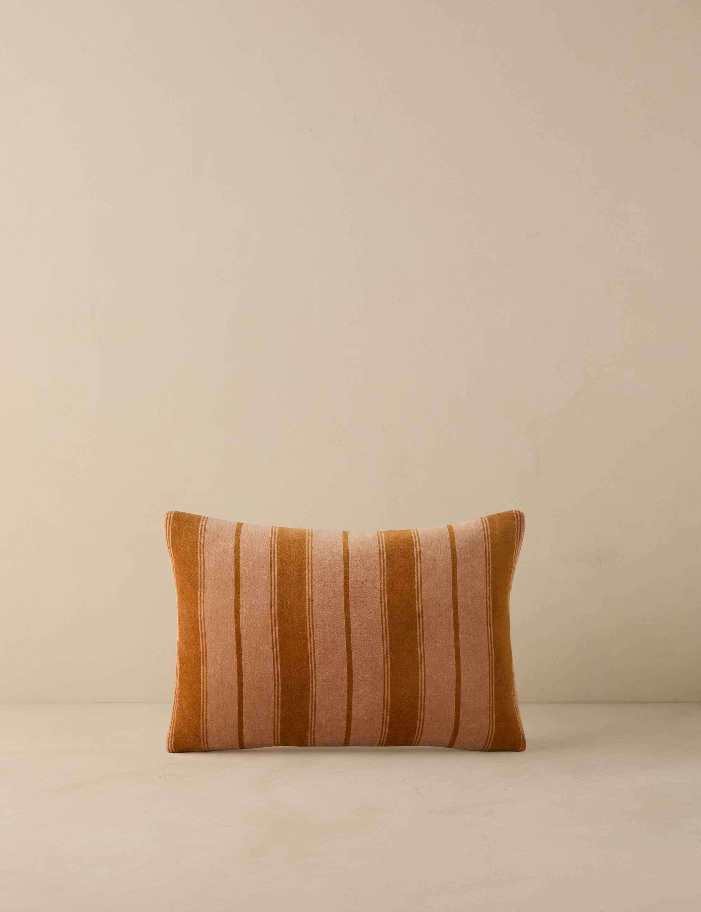 Pavia Velvet Pillow | Soft Plush Texture, Tailored Stripes