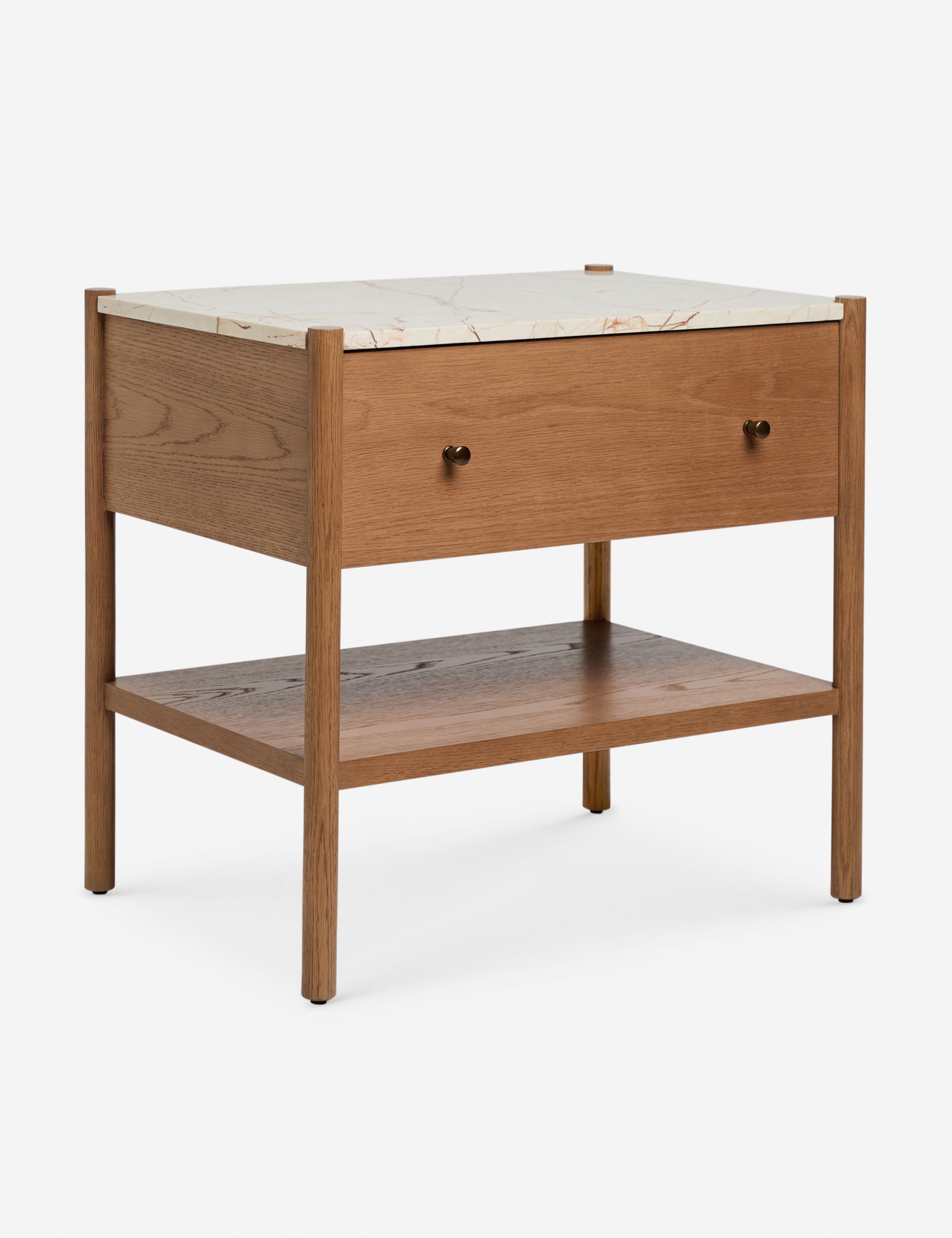 Phaedra Nightstand | Natural Wood Frame, Marble Top