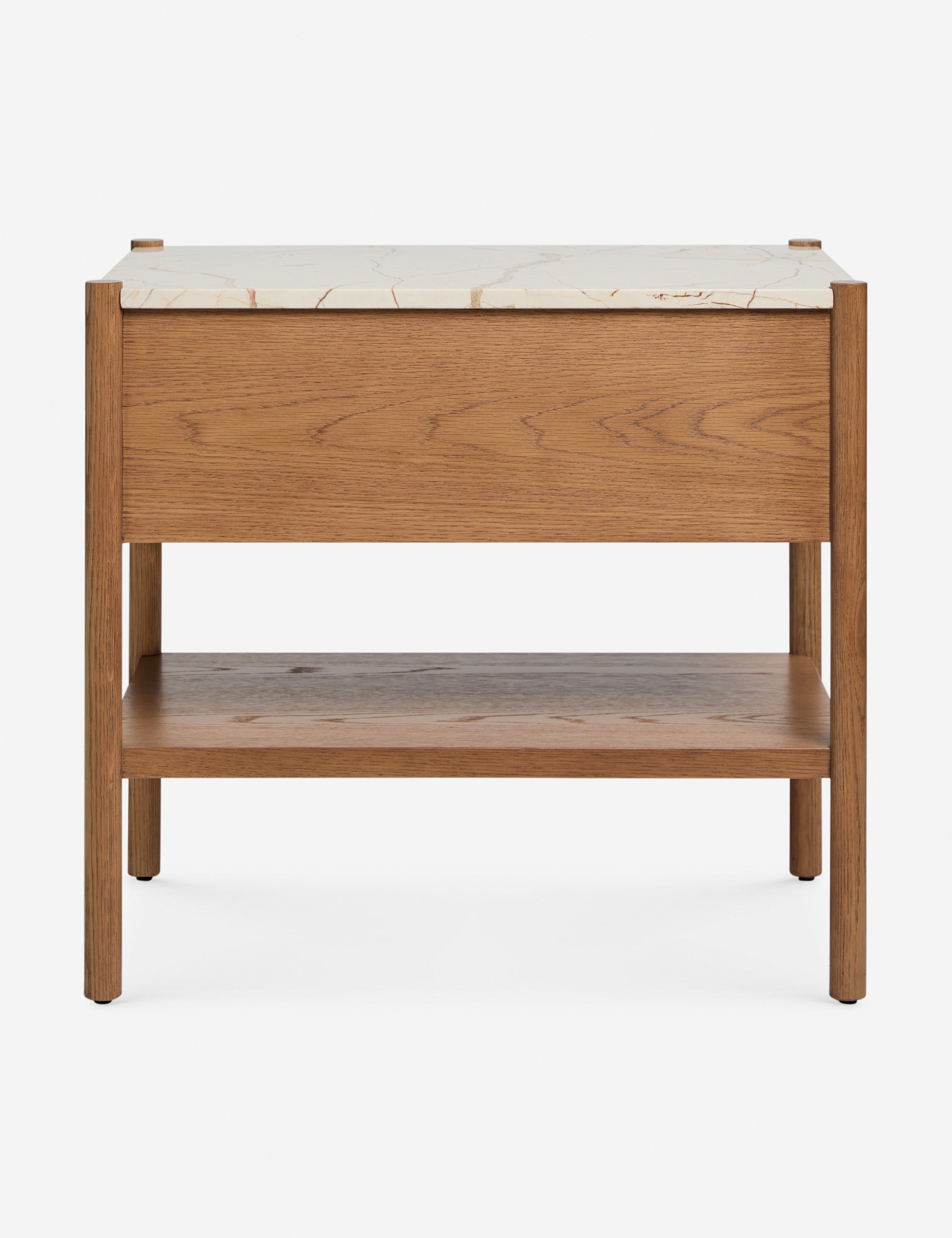 Phaedra Nightstand | Natural Wood Frame, Marble Top